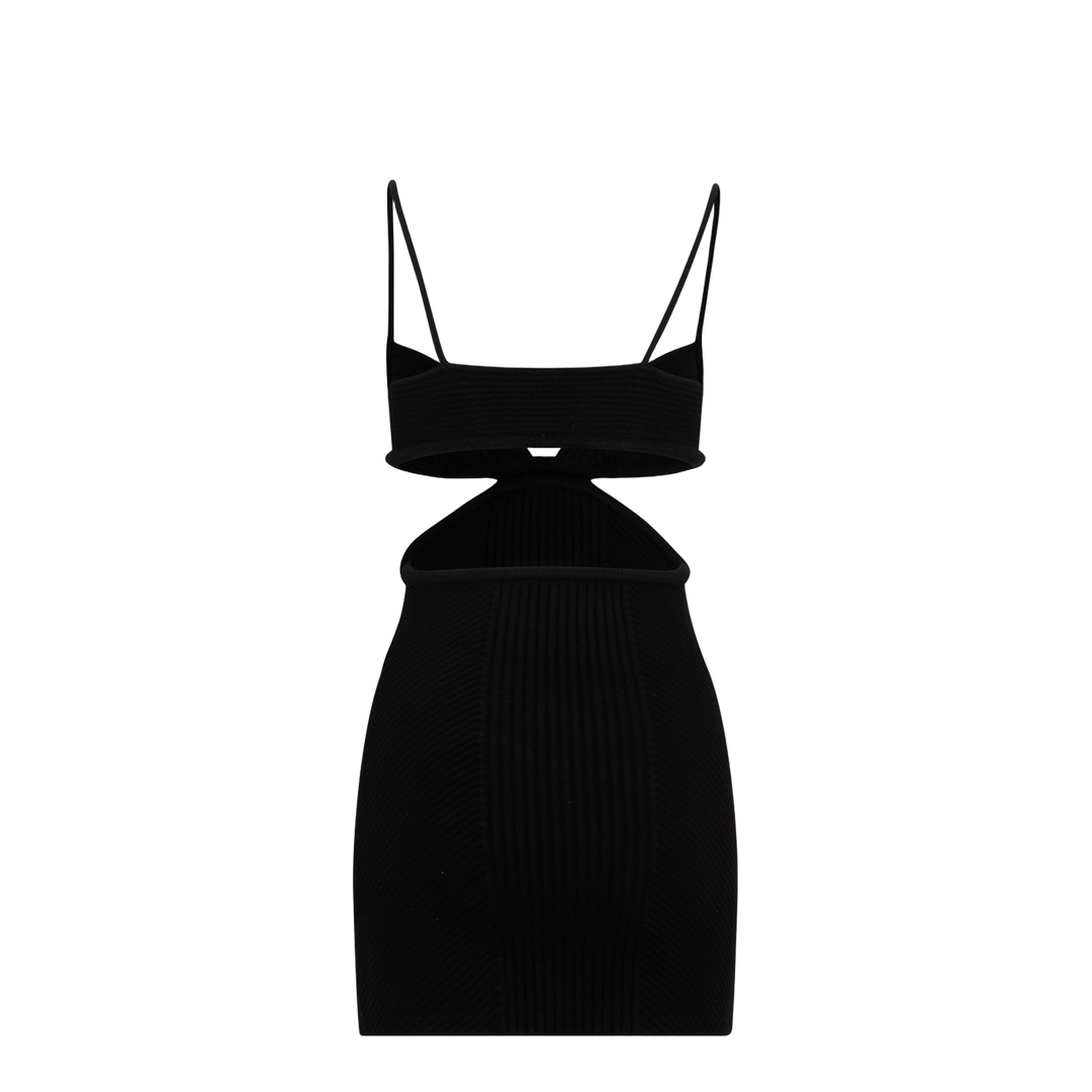 Black Cut Out Ribbed Mini Dress - Image 2