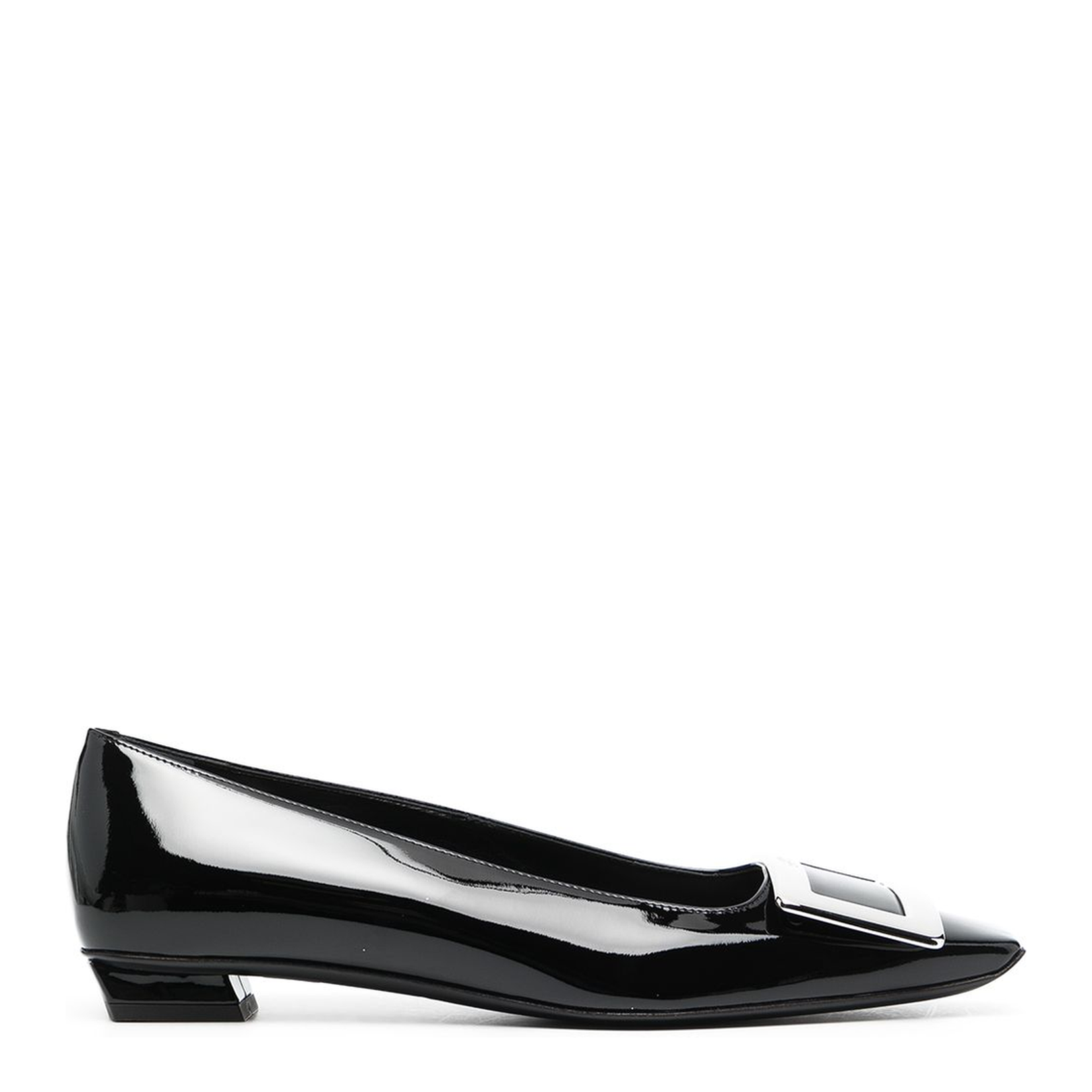 Black Patent Leather Low Block Heel - Image 1