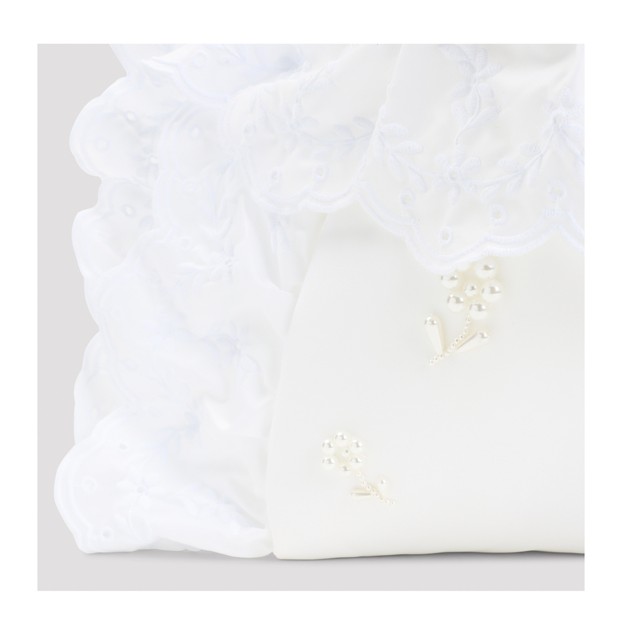 Embellished Pillowcase Clutch Bag - White/Pearl - Image 5