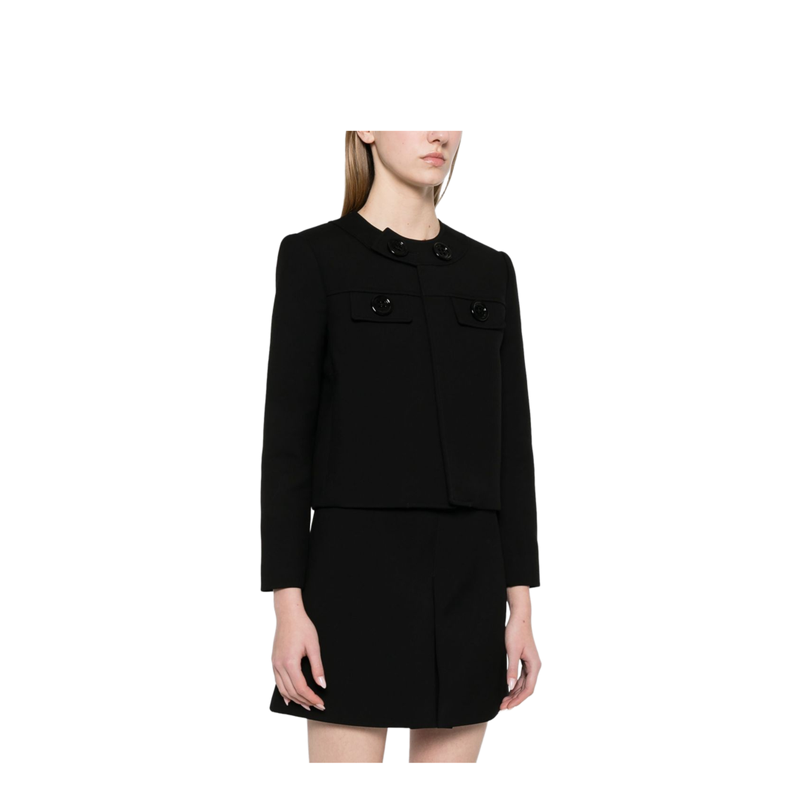 Brompton Jacket in Gauffered Double Wool - Black - Image 4