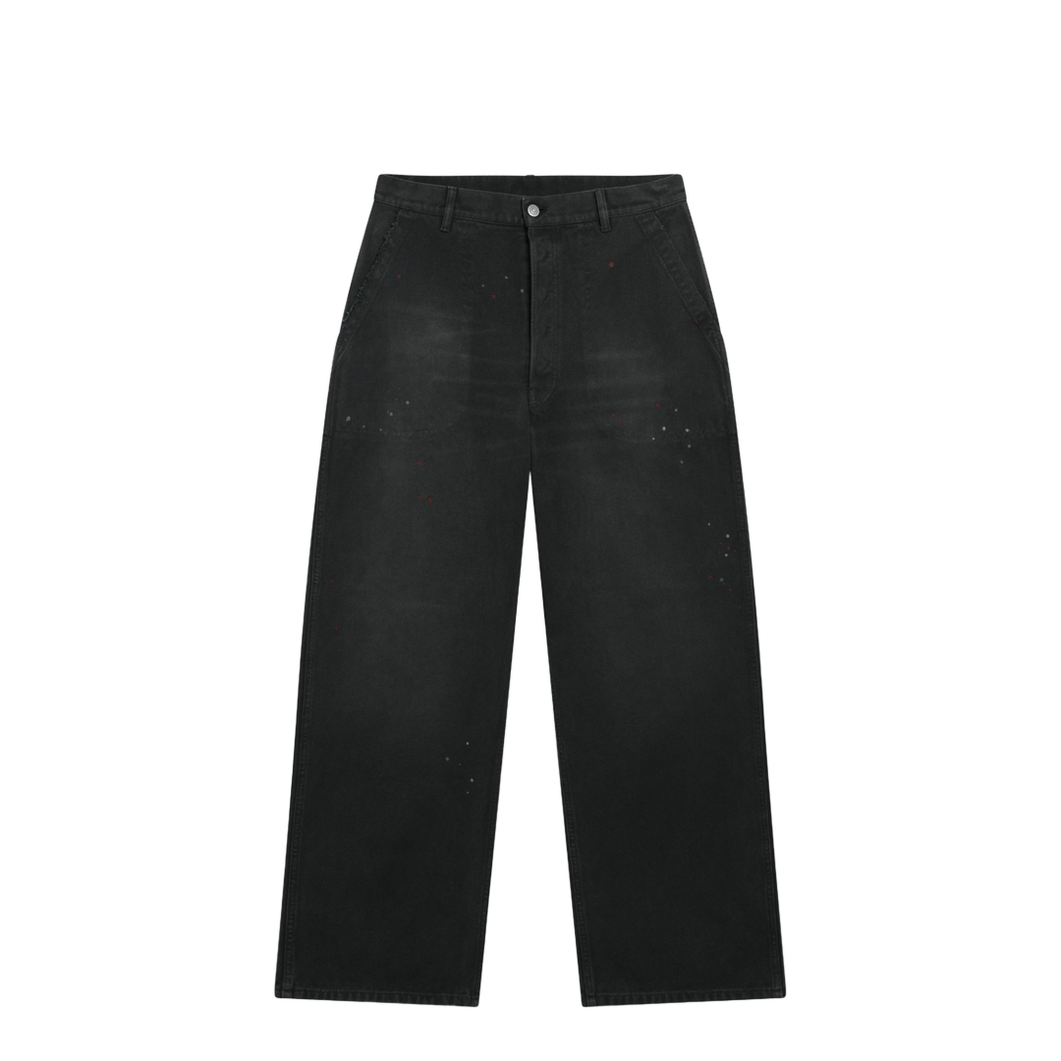 Double-dyed Work Trousers in Black Cotton with Spots - Image 1