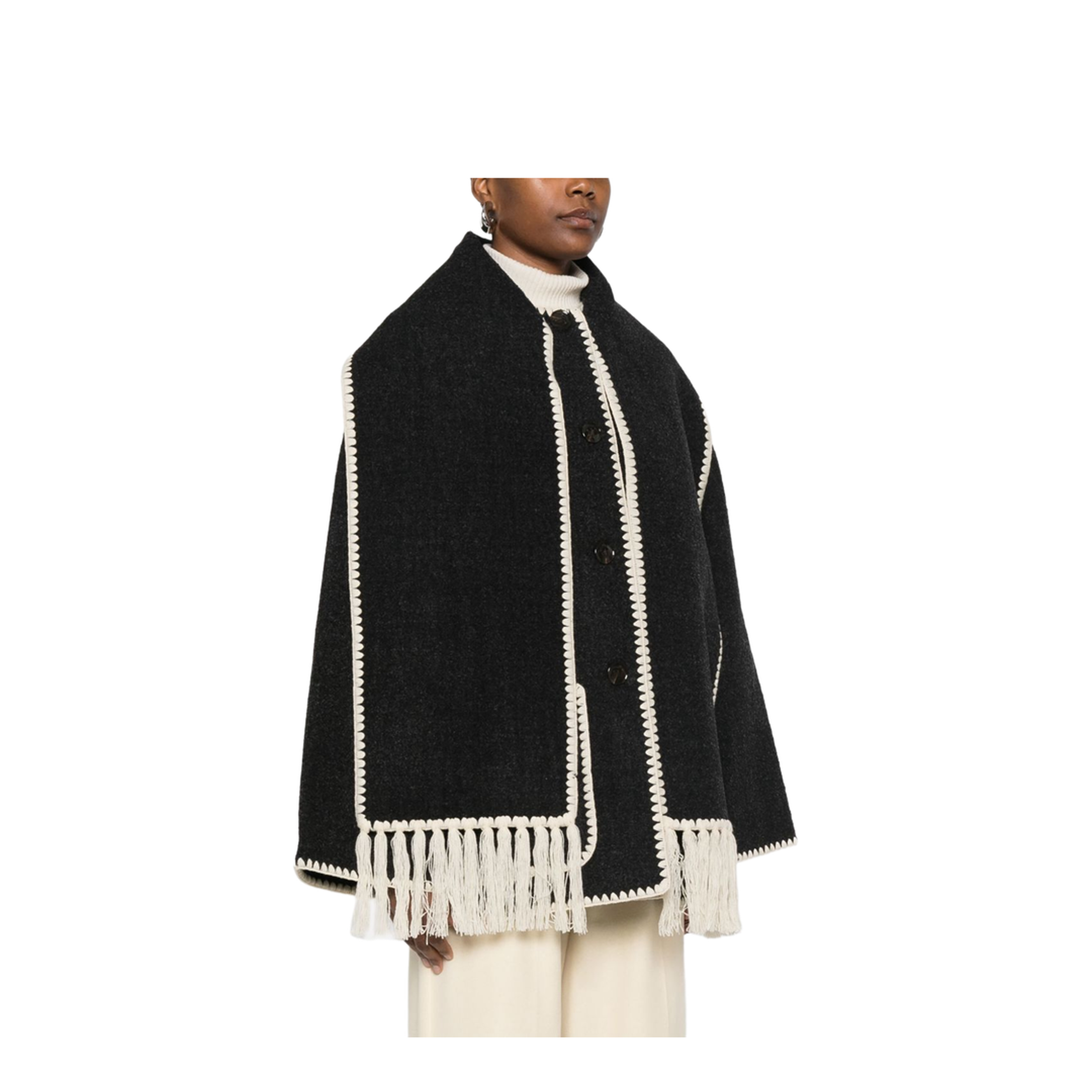 Embroidered Scarf Jacket - Dark Grey - Image 2