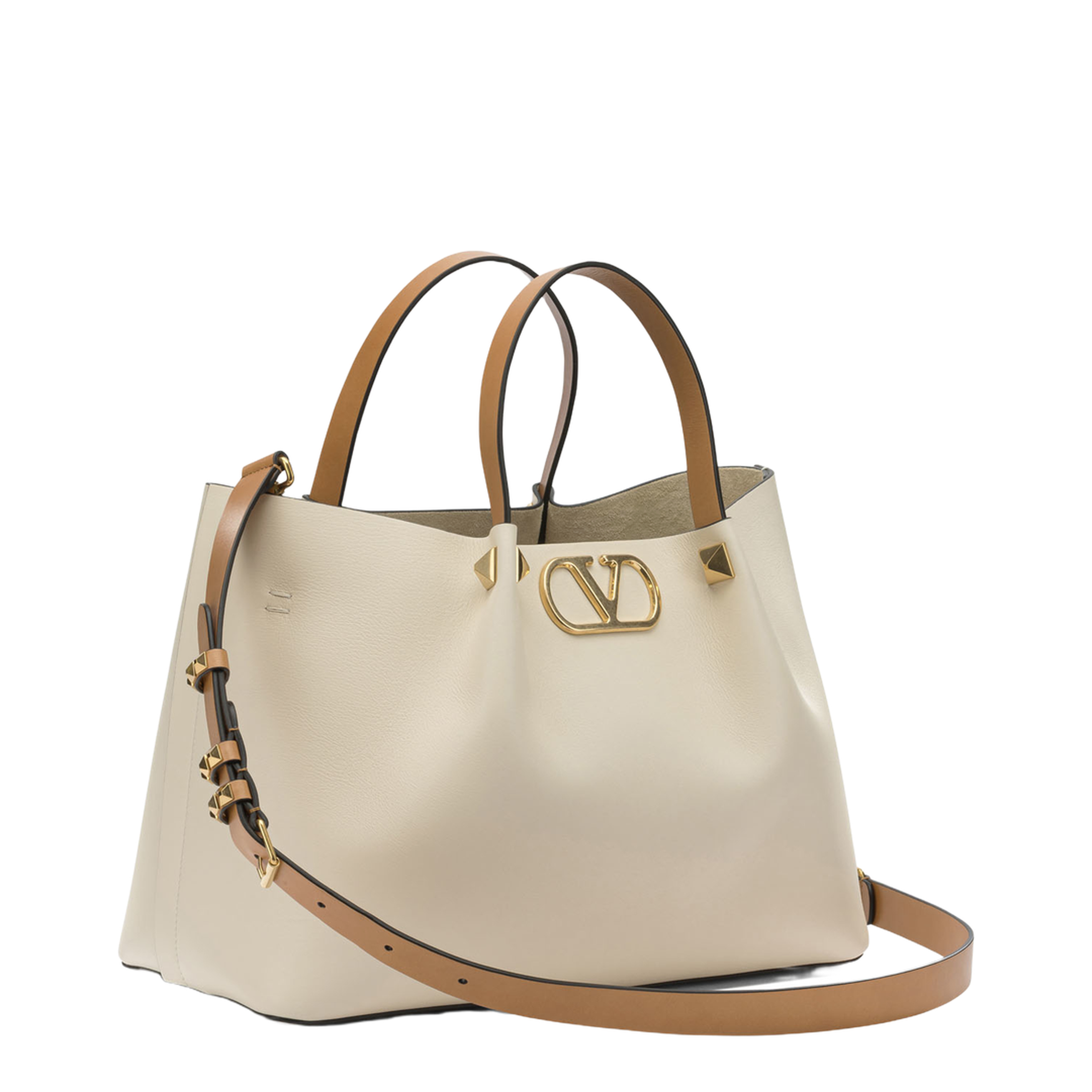 VLogo Medium Leather Handbags - Beige - Image 2