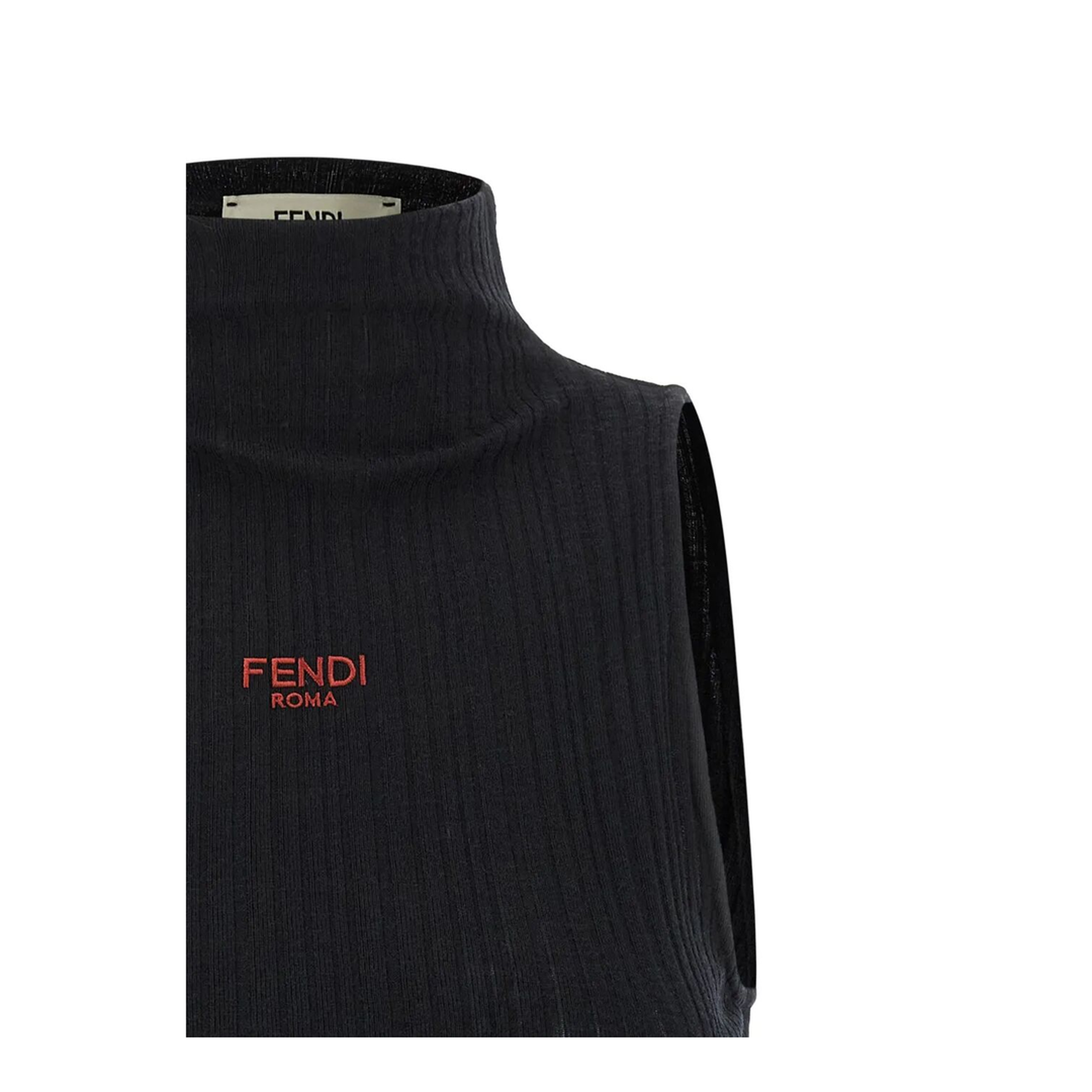 High Neck Fitted Sleeveless Top with Ruffles - Image 4