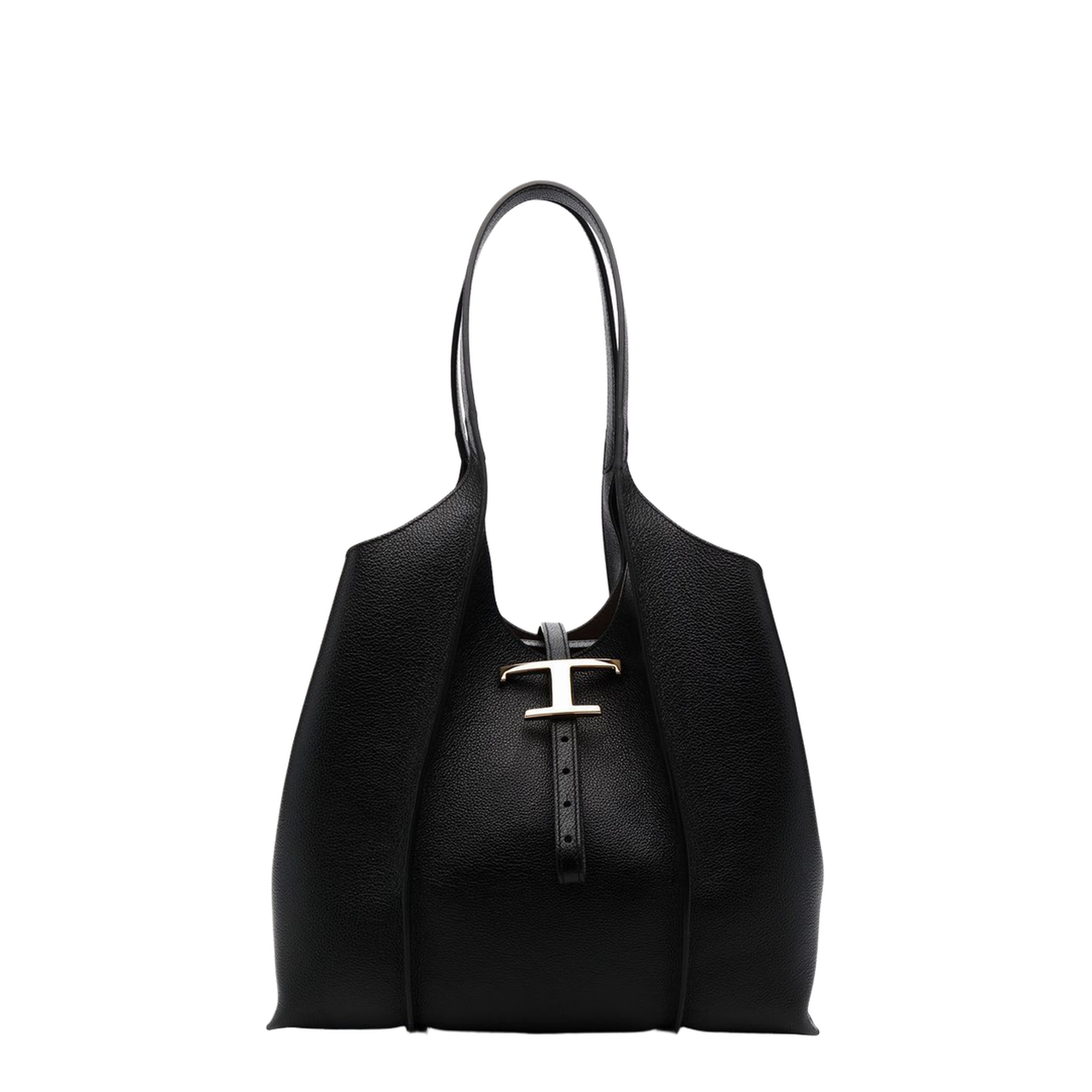 T Timeless Small Calf Leather Shopping Bag - Black - Image 1