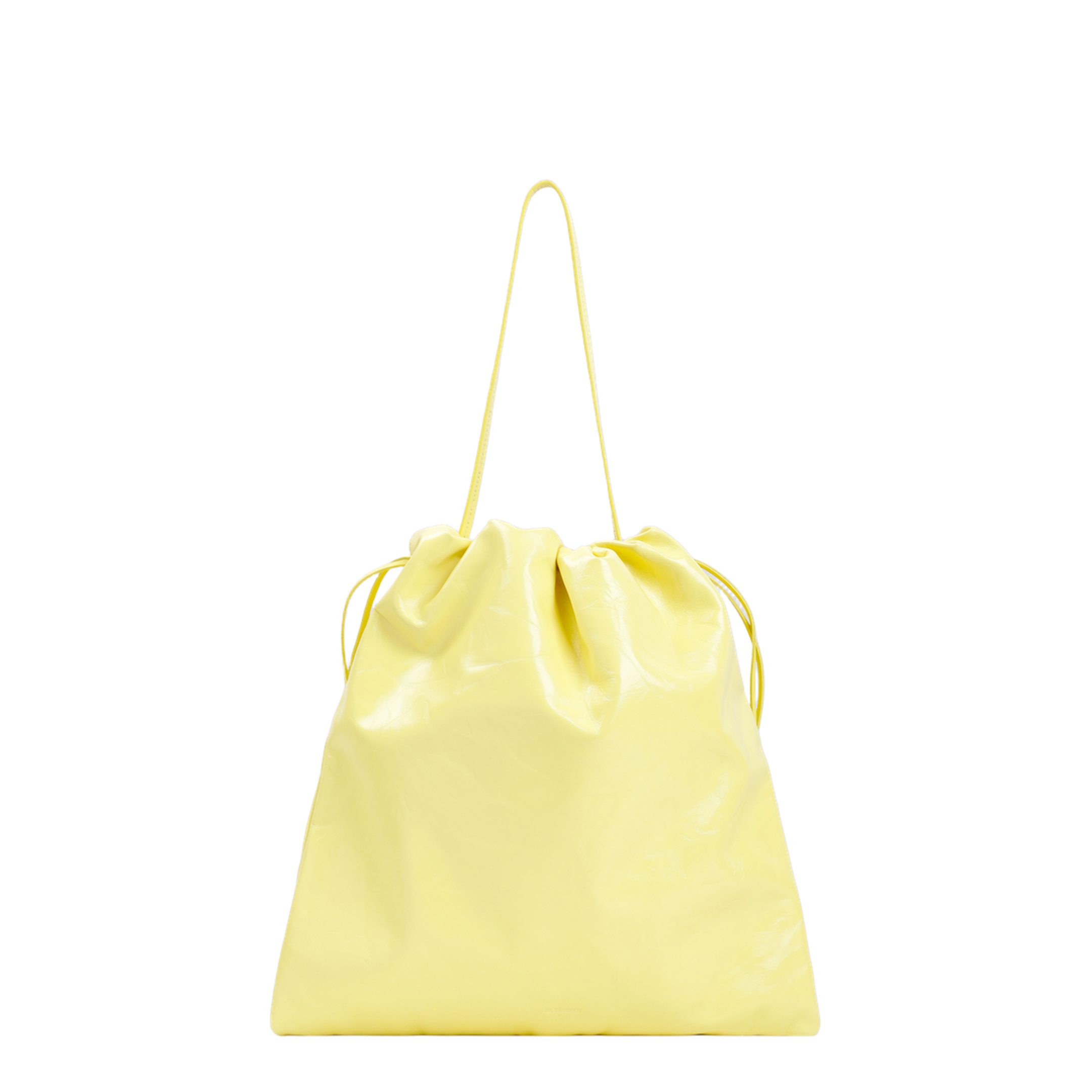 Yellow Leather Bucket Bag - Image 4
