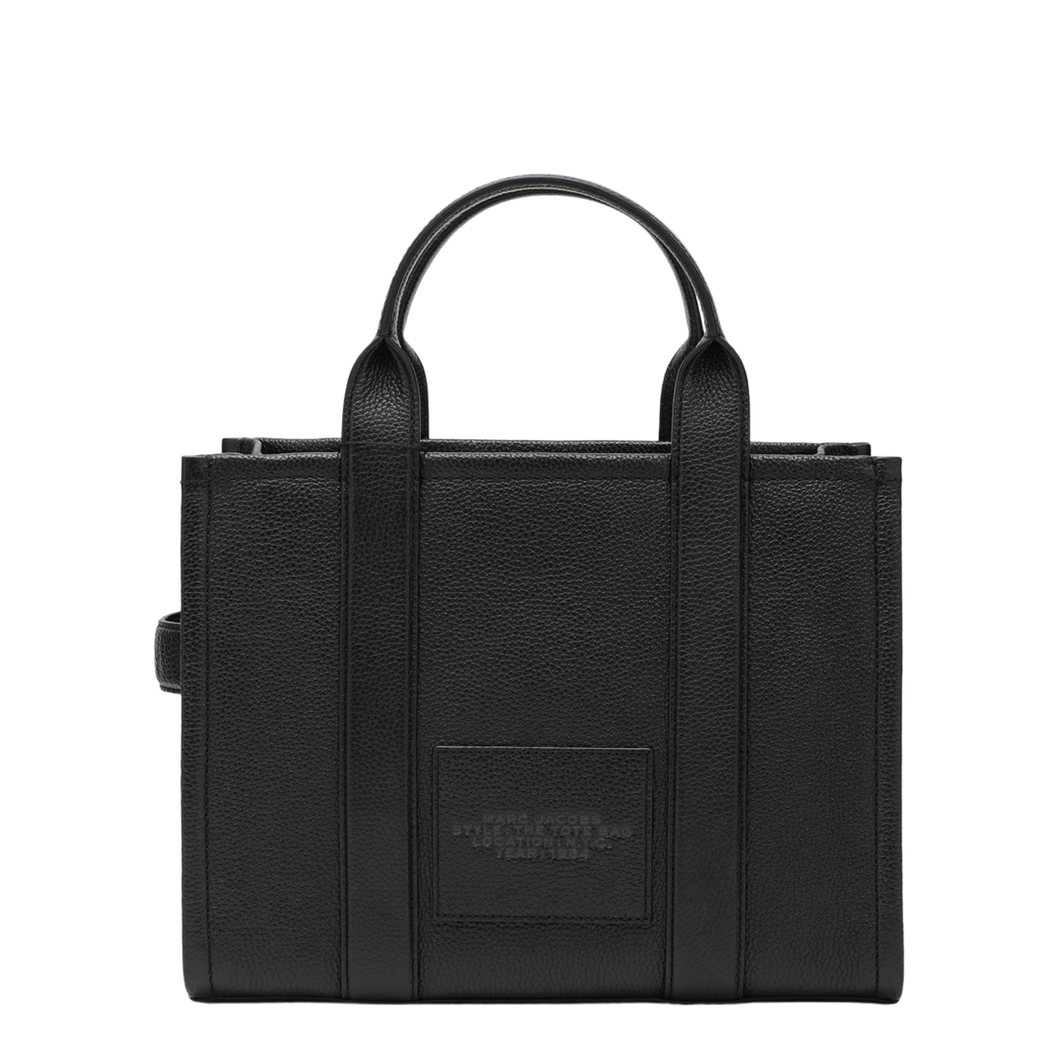 Black Leather Medium Tote Bag - Image 2