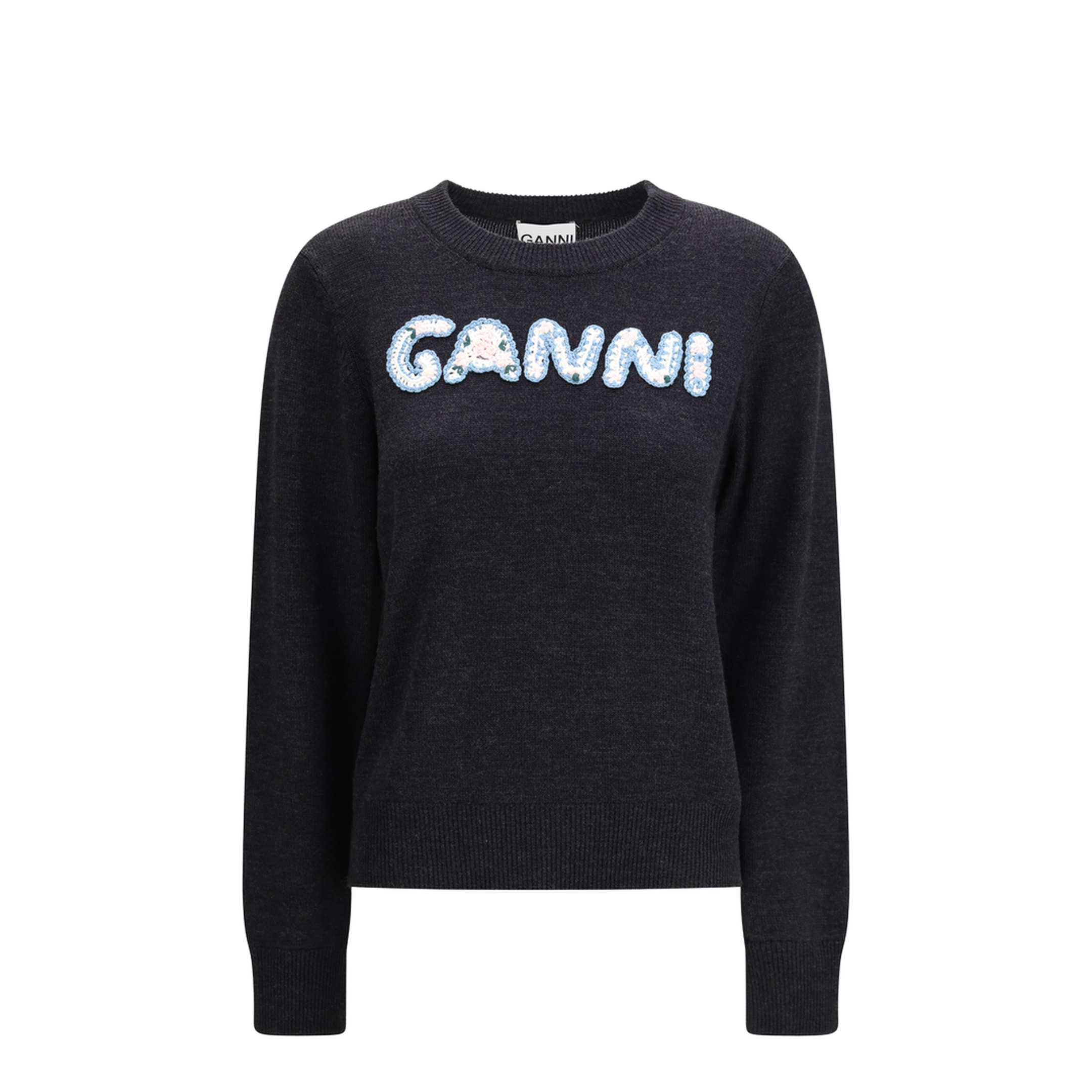 Crochet Appliqué Merino Sweater - Image 1