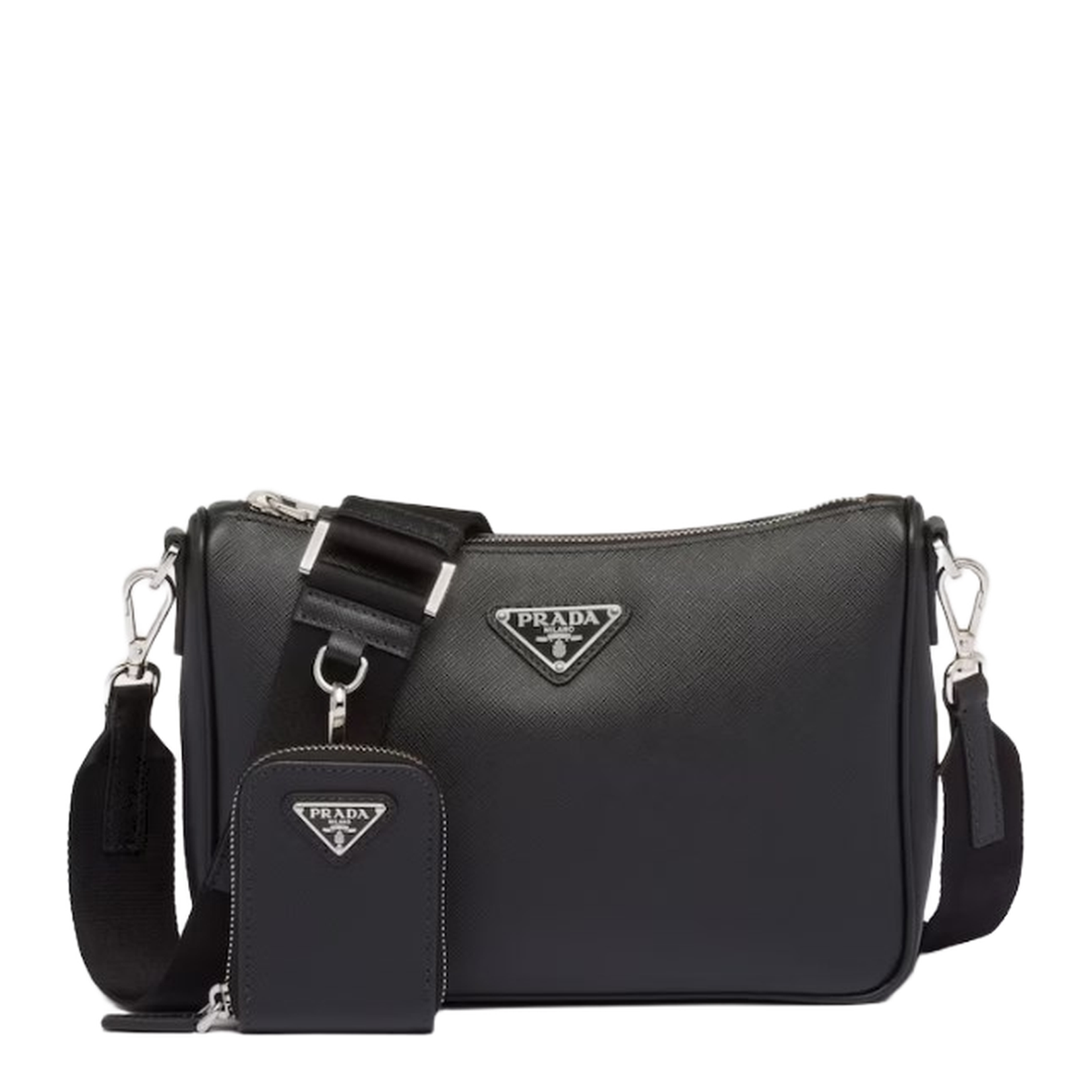 Re-Nylon Saffiano Leather Shoulder Bag - Nero - Image 2