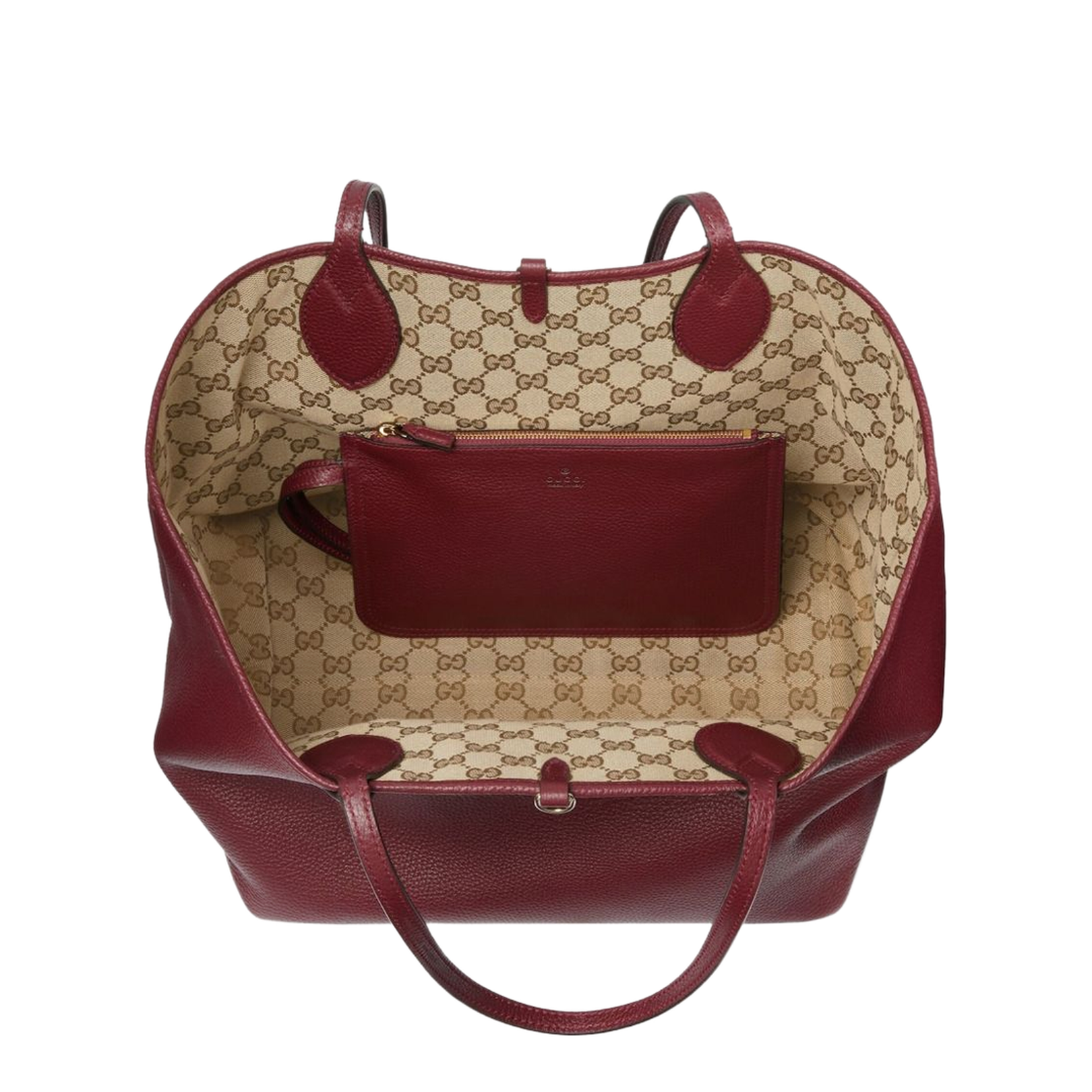 Totissima Large Leather Tote Bags - Burgundy - Image 3