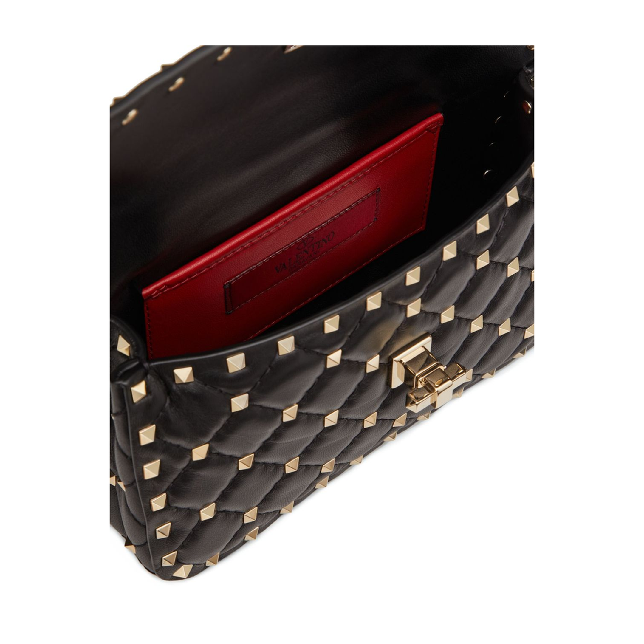 Rockstud Spike Small Quilted Nappa Shoulder Bag - Black - Image 3