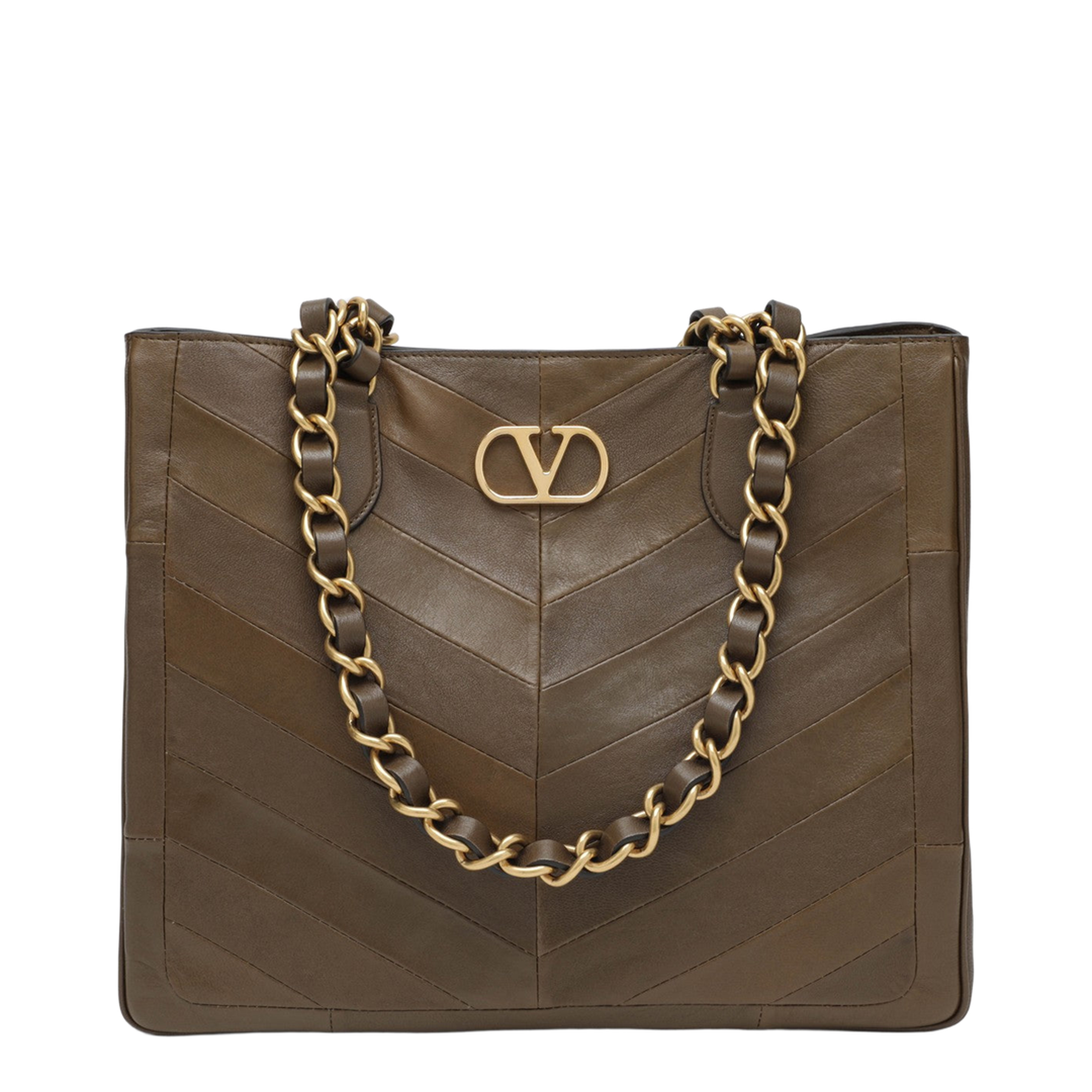 Laseine Nappa Leather Shopping Bag - Tundra Green - Image 1