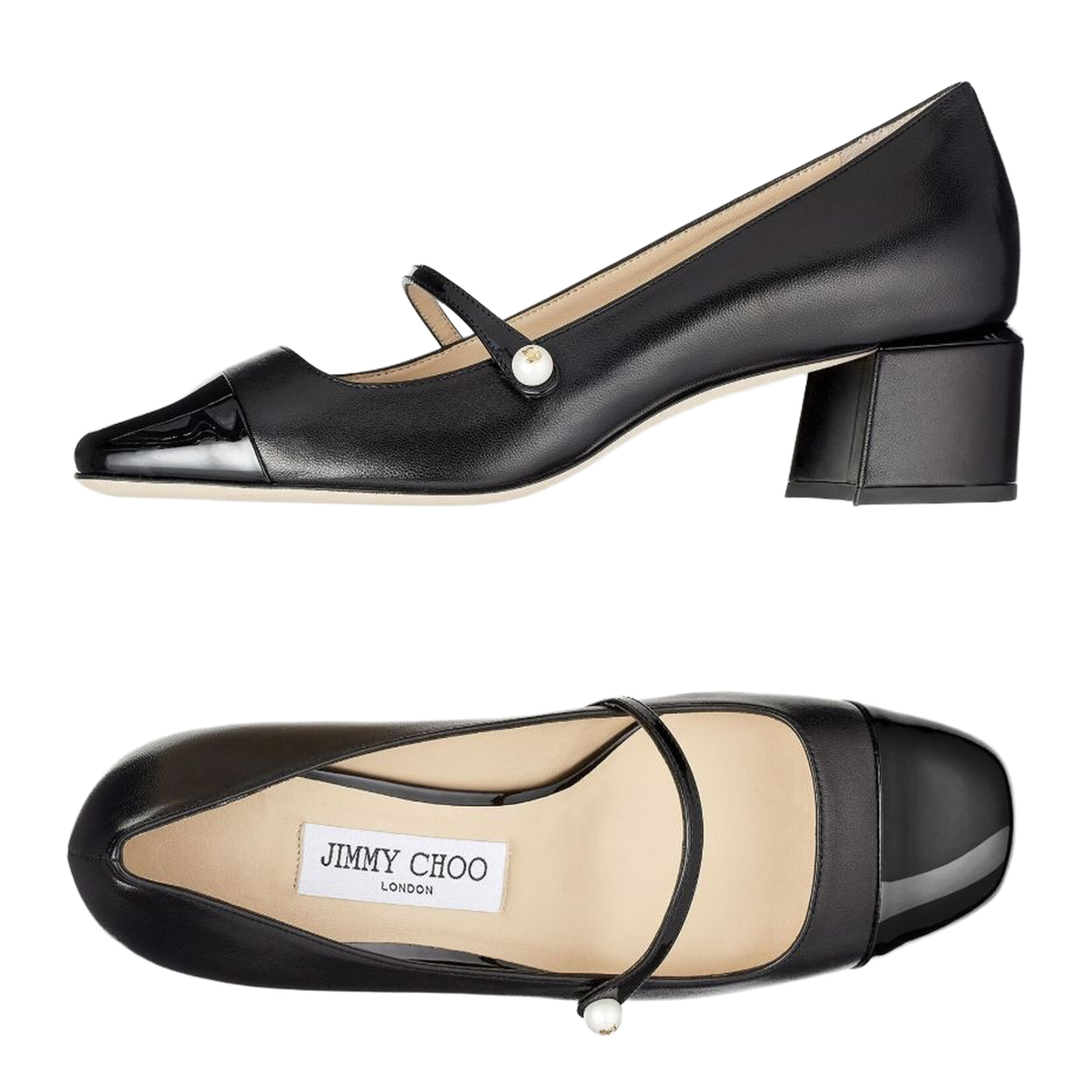Black Nappa and Patent Leather Pumps - Image 3