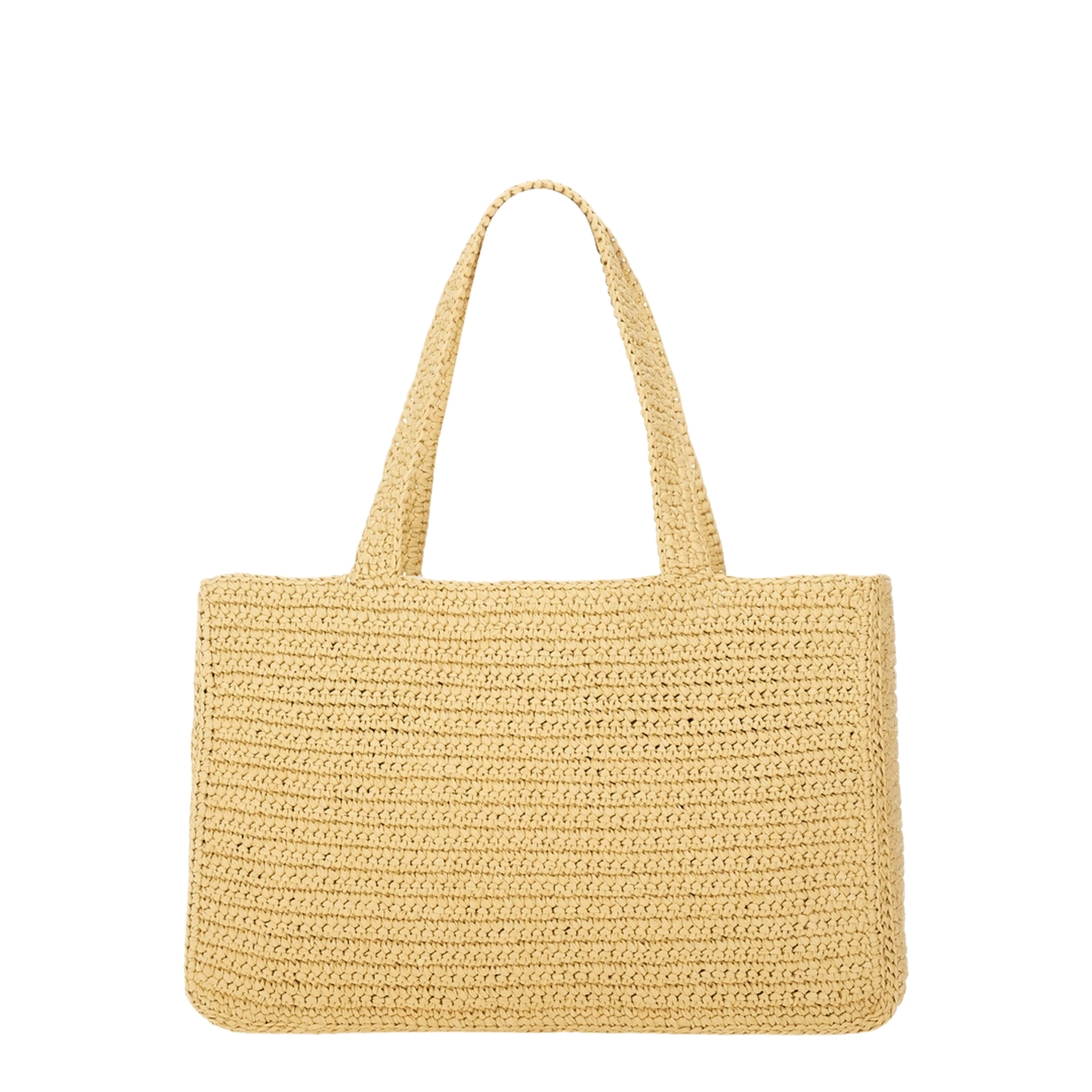 Medium Straw Tote - Saddle Brown/Natural/Rouge Pur - Image 2