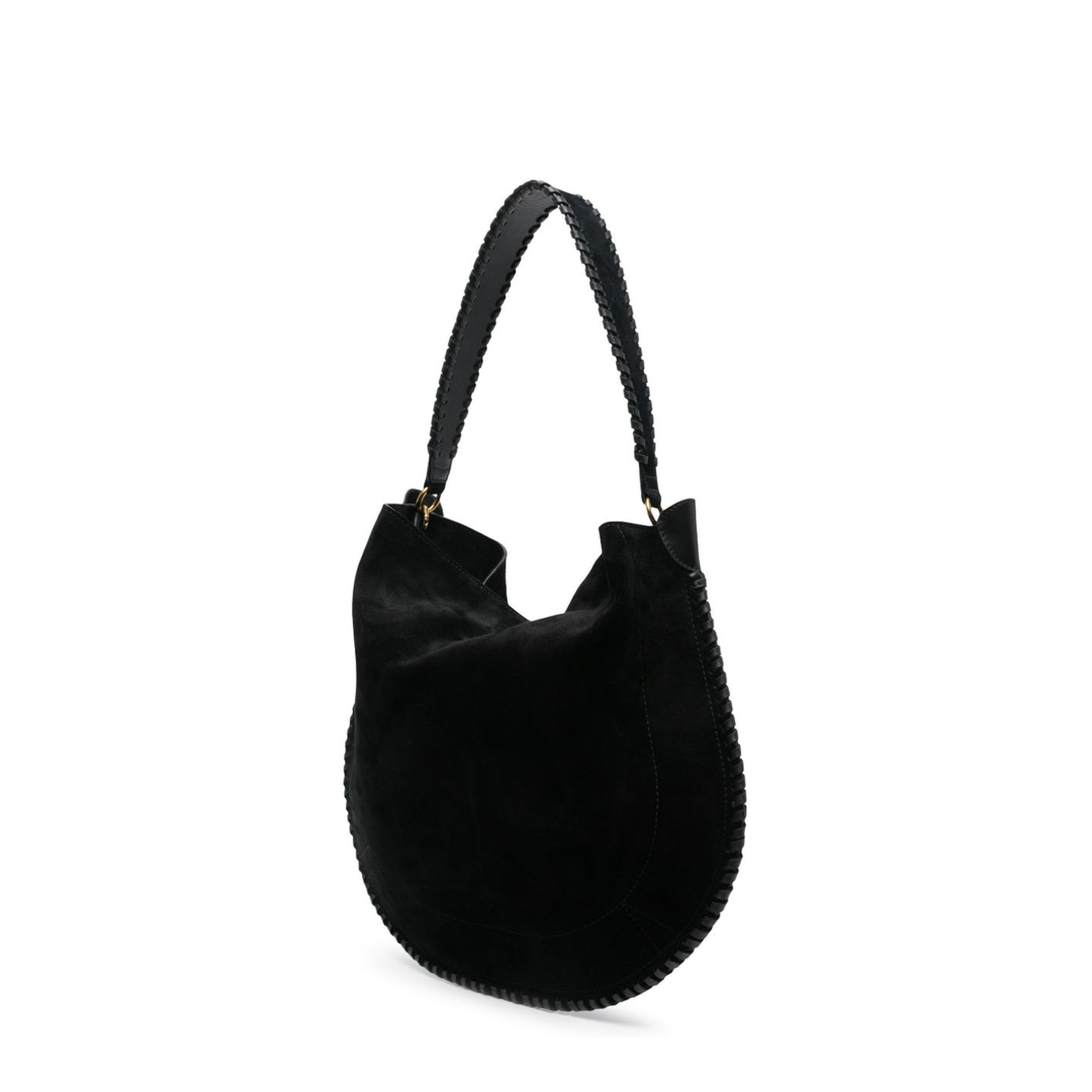 Suede Calfskin Hobo Bag - Black - Image 5