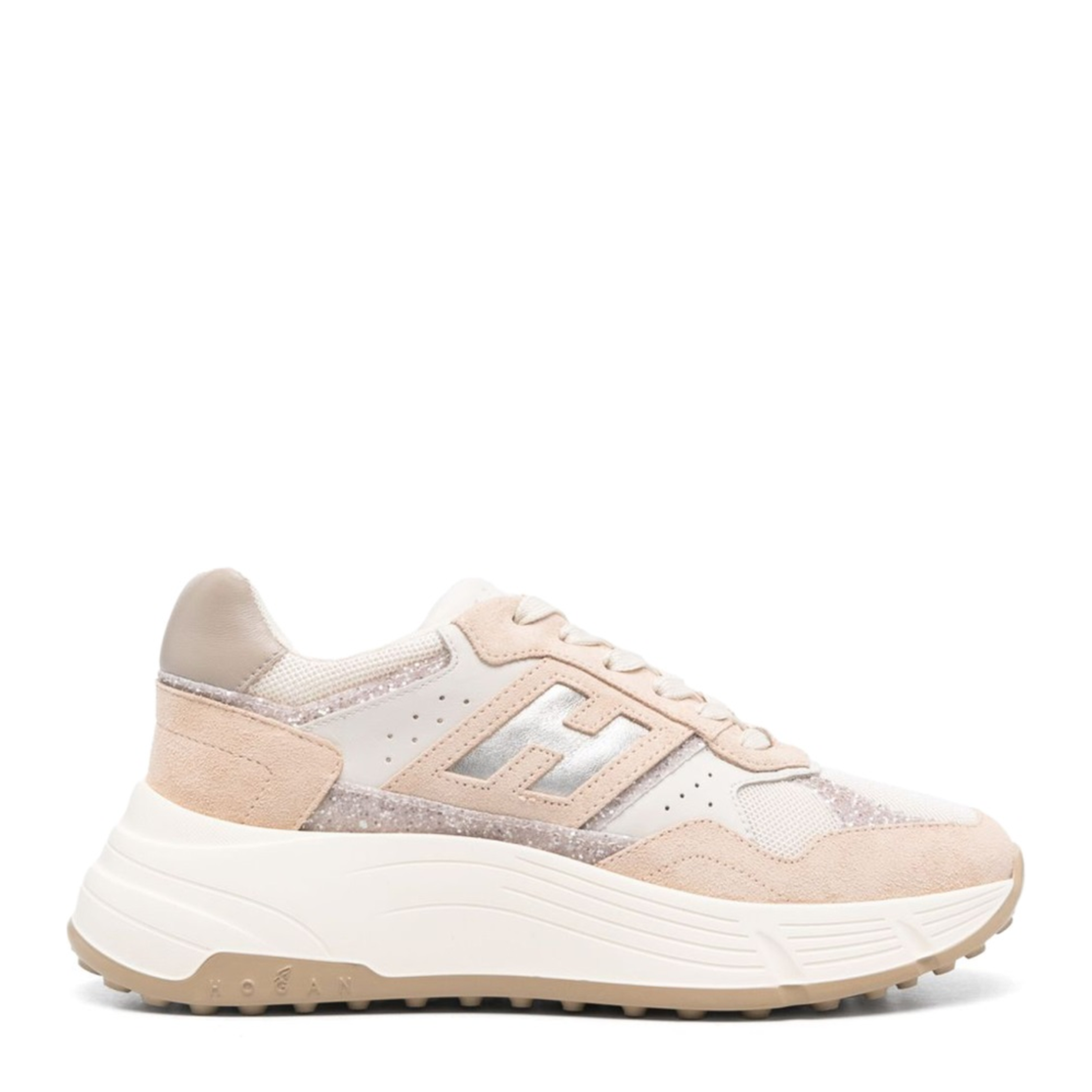 Blush Beige Front Lace-Up Fastening Chunky Sole - Image 1