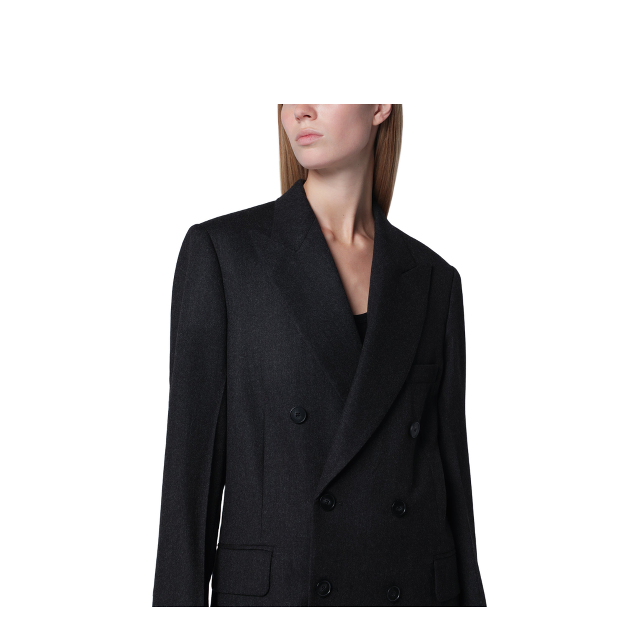 Dark Grey Double-Breasted Wool Jacket - Image 2