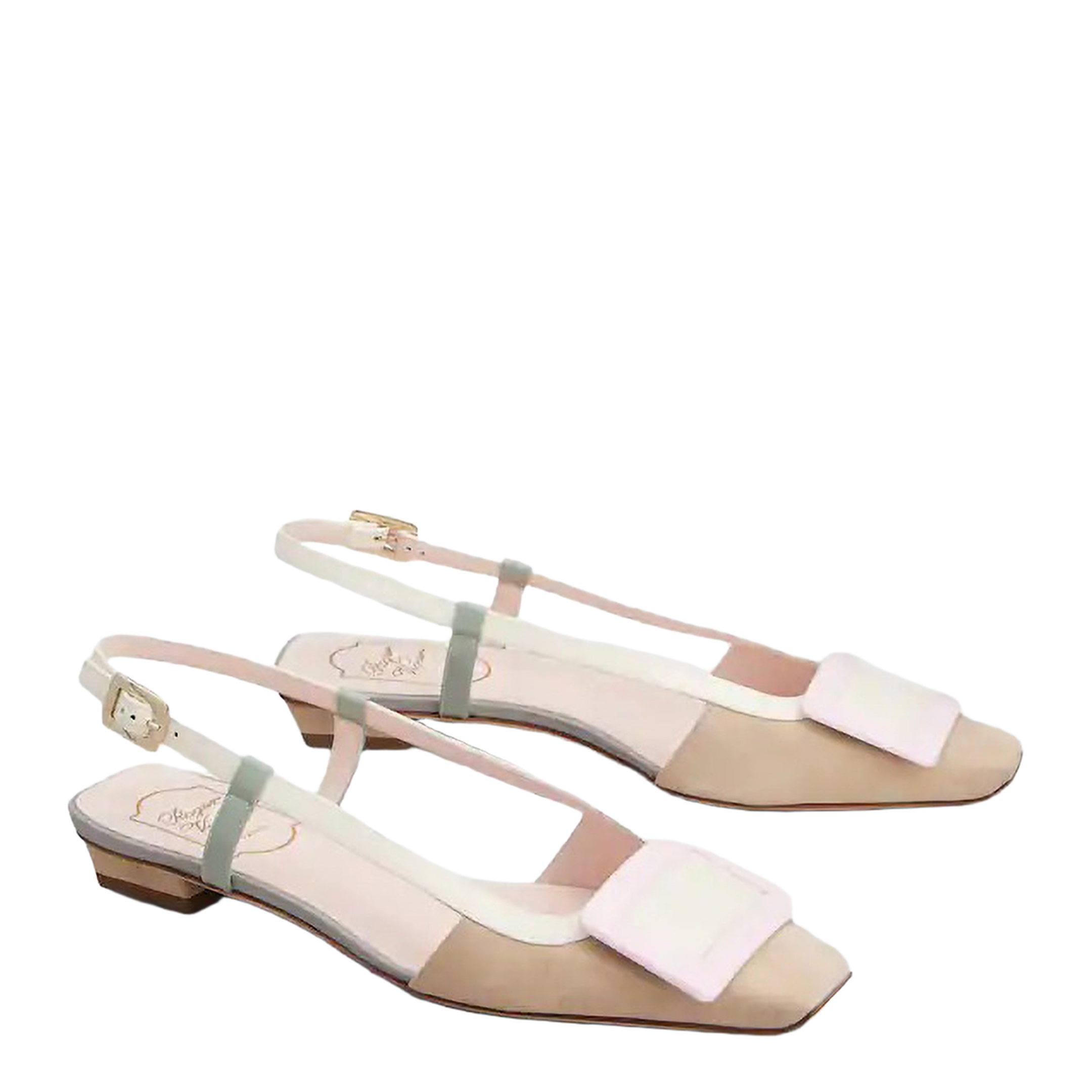 Belle Vivier slingback ballet flats in beige/cream/purple suede - Image 2