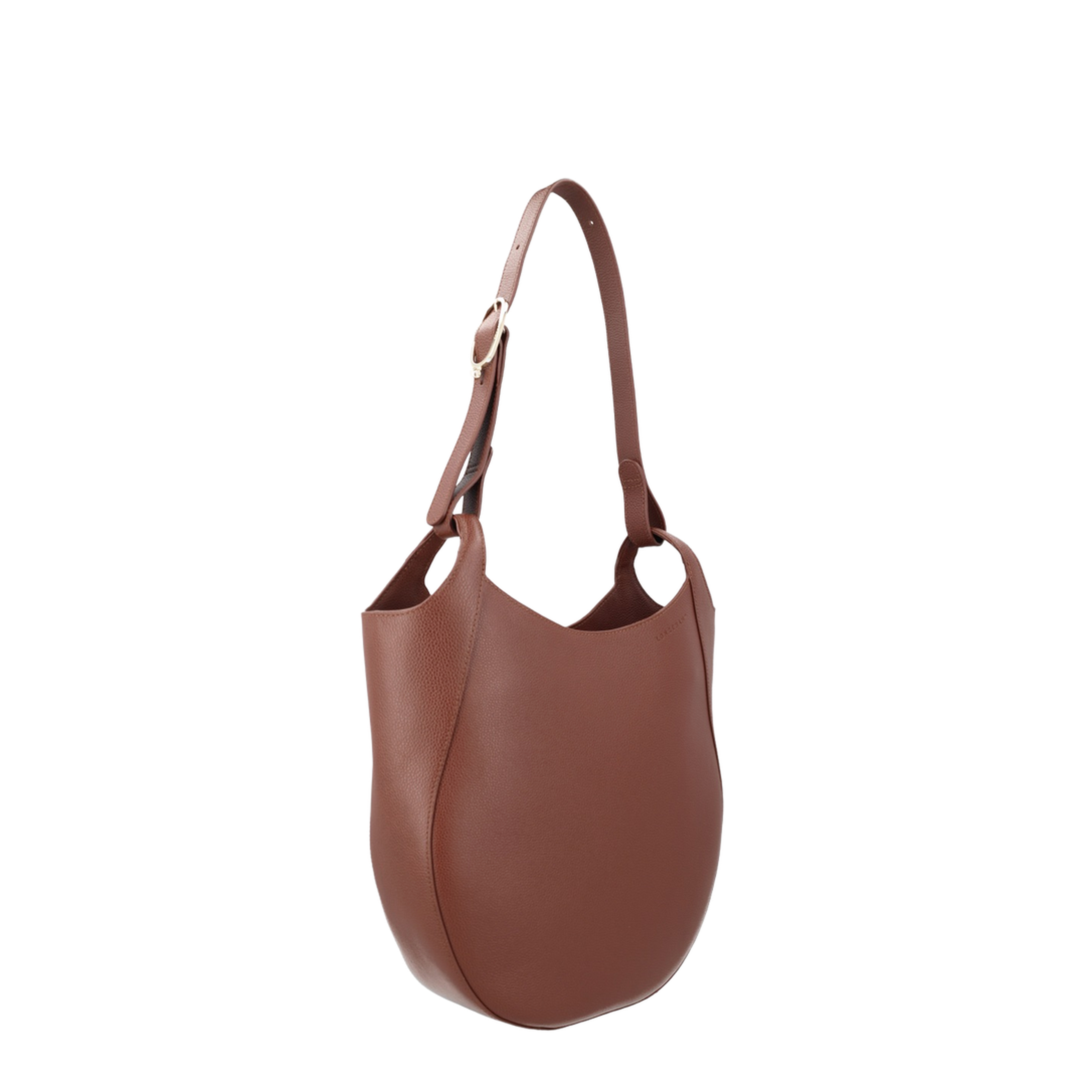 Le Foulonné Large Cowhide Leather Hobo Bag - Coffee - Image 3