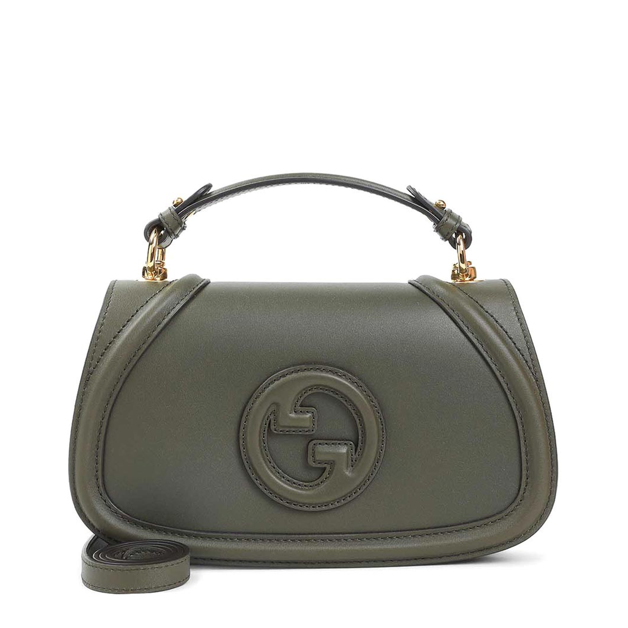 Blondie Medium Top Handle Bag in Forest Green Leather - Image 4