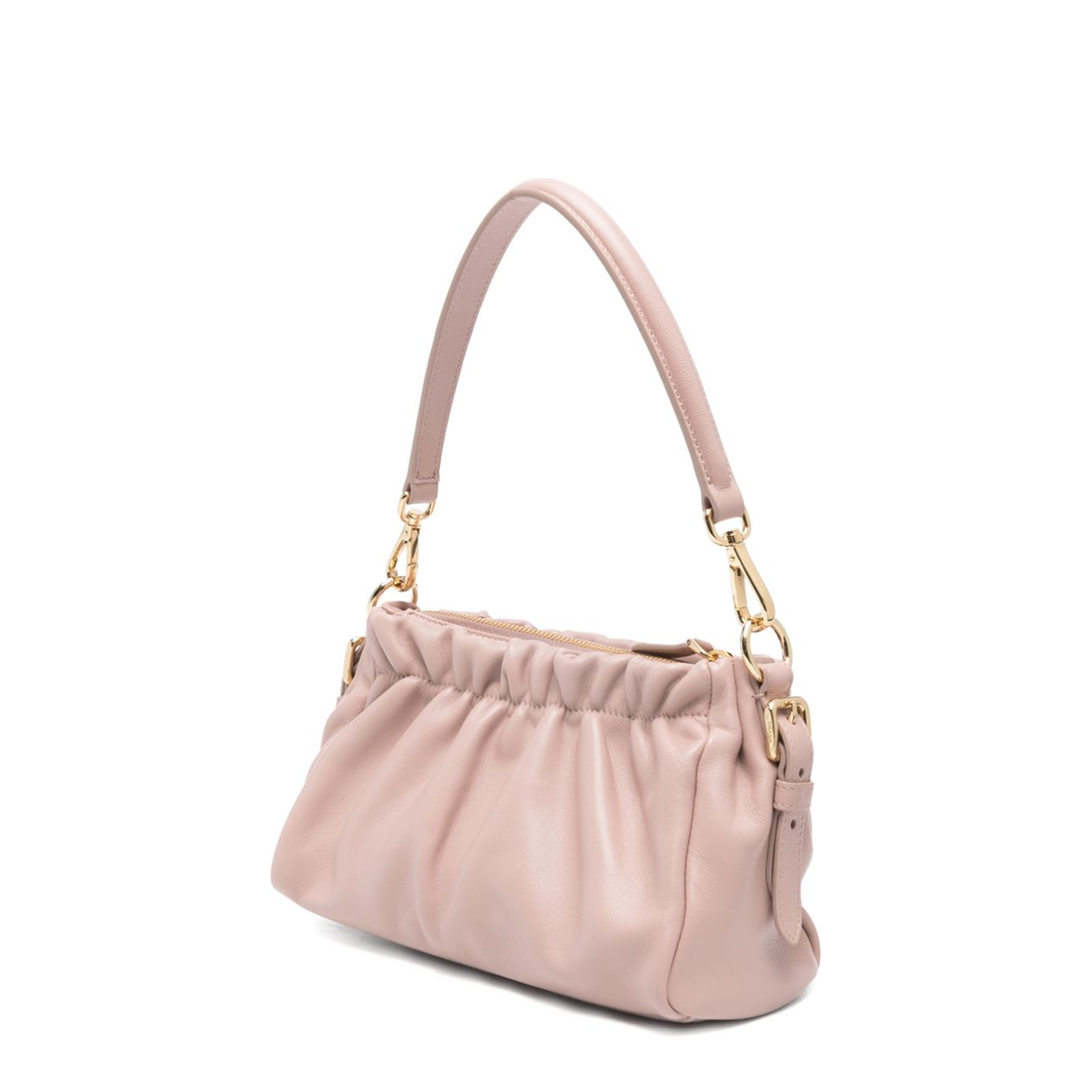 Gathered Nappa Leather Shoulder Bag - Opale - Image 5