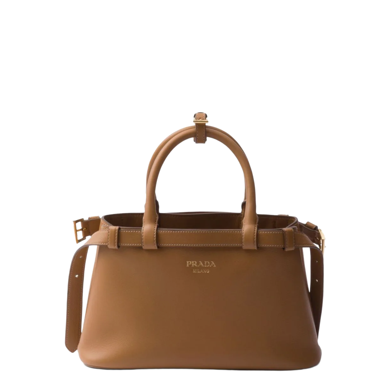 Buckle Small Calfskin Handbag - Caramel - Image 1