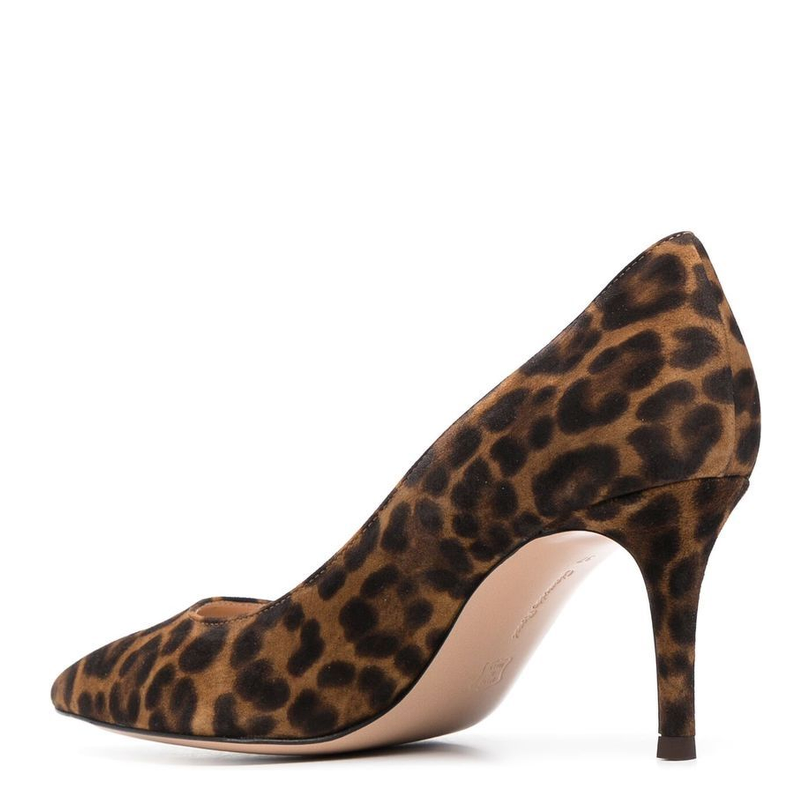 Brown Calf Suede Leopard Print Pumps - Image 3
