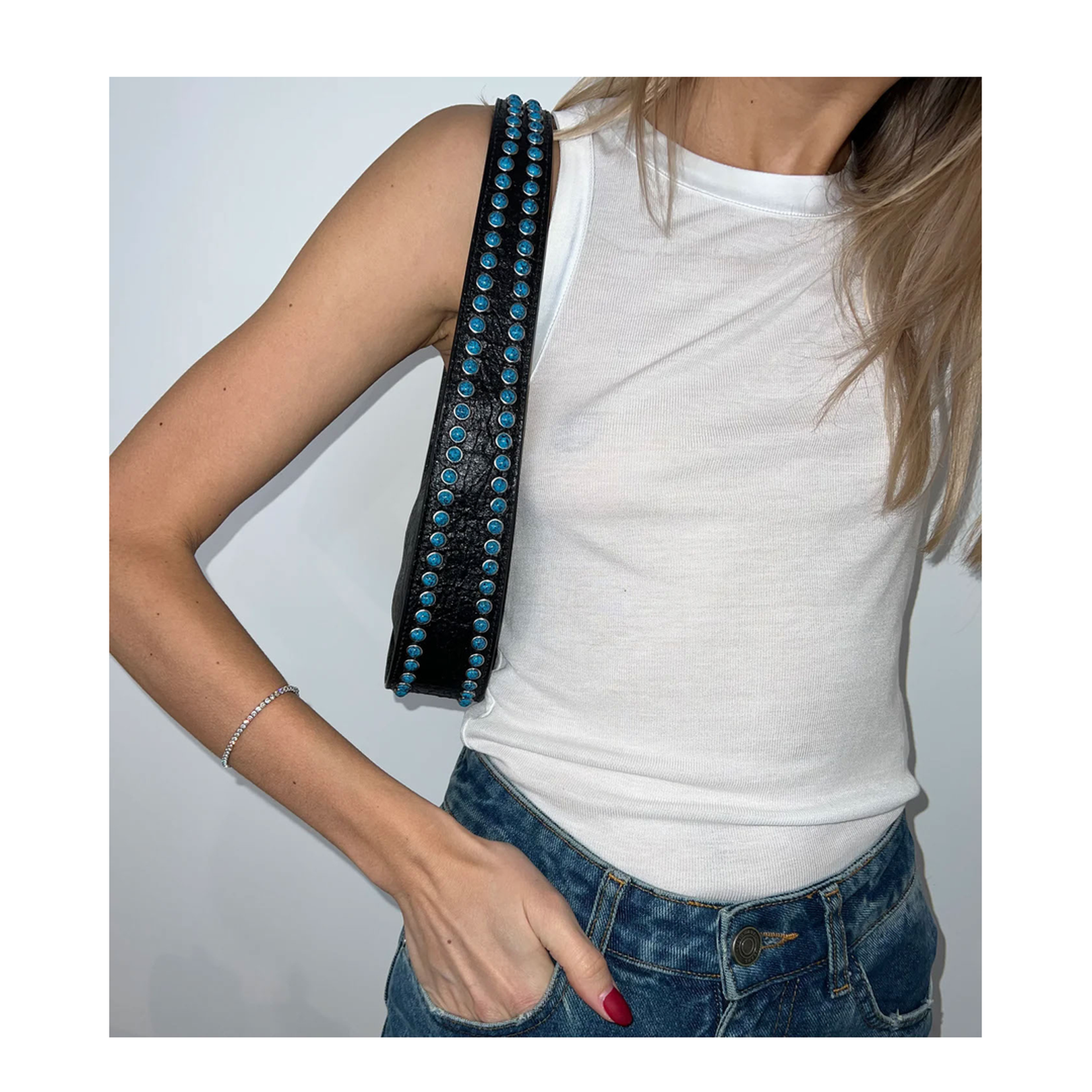 Chelsea Stud Structured Shoulder Bag - Classic Black - Image 5