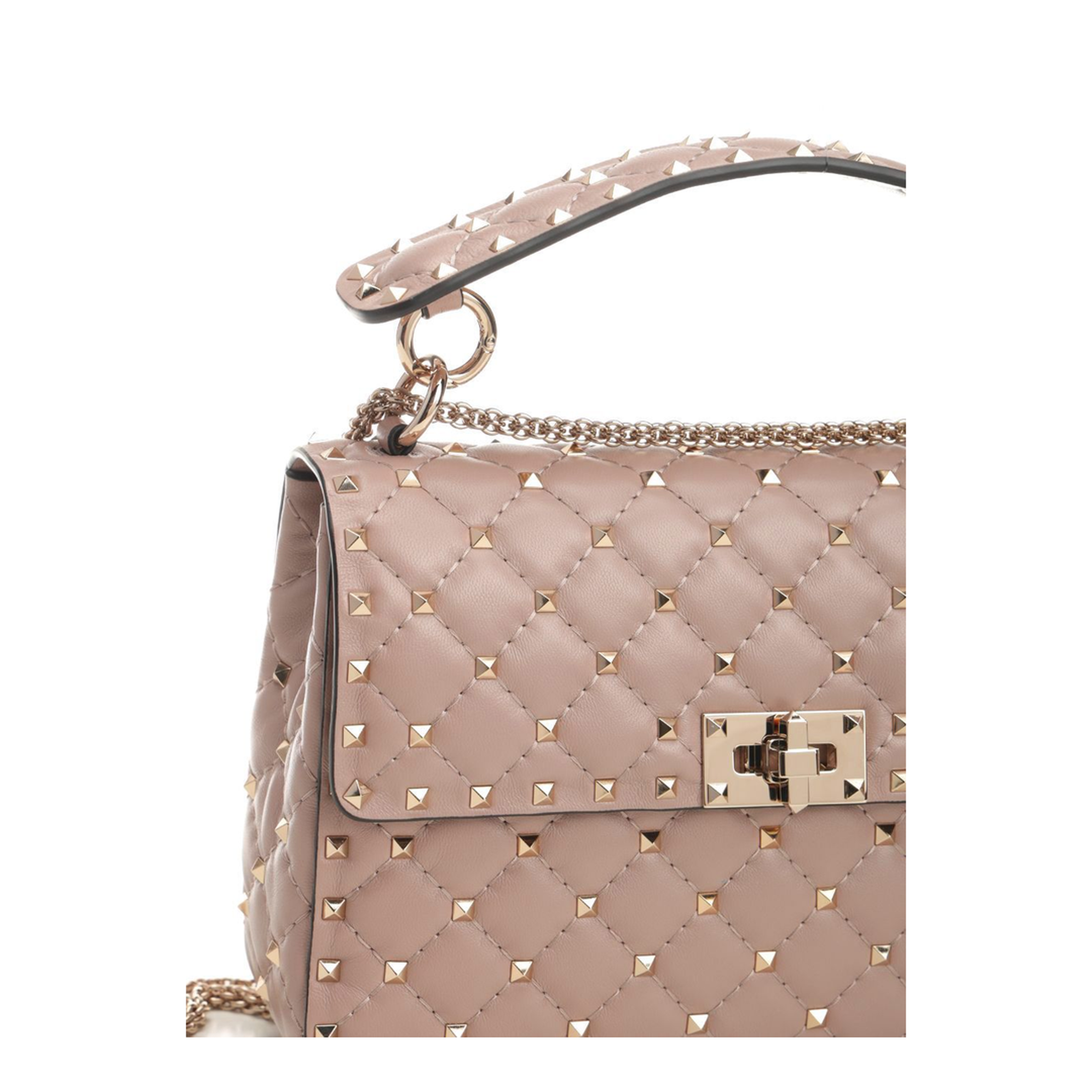 Rockstud Spike Medium Nappa Shoulder Bag - Powder Pink - Image 3