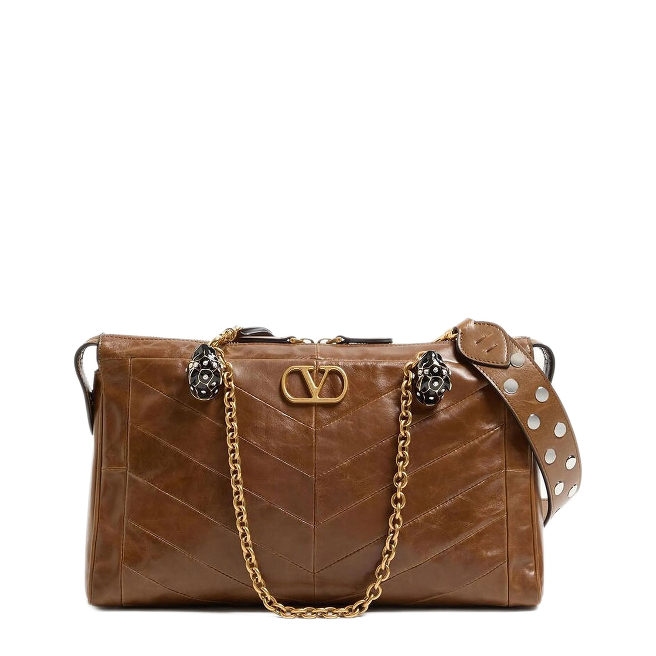 Panthea Shoulder Bag in Nappa Leather with Chevron Pattern - Image 1
