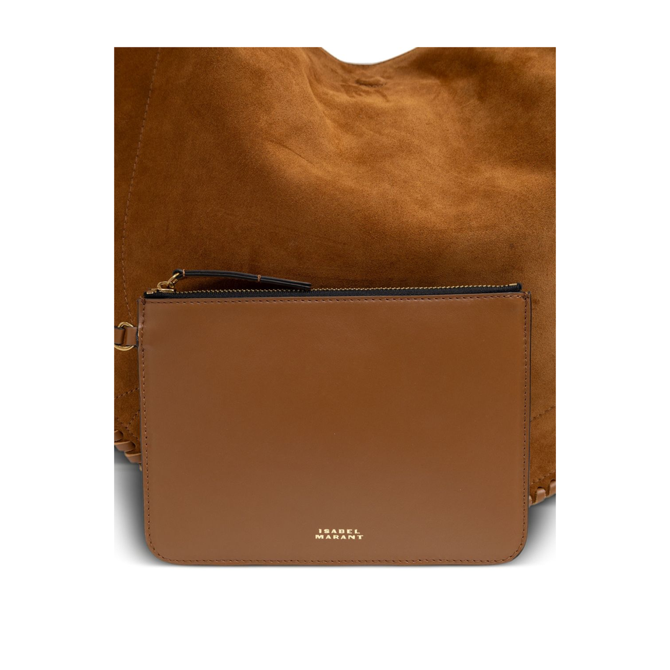 Suede Calfskin Hobo Soft Bag - Cognac - Image 7