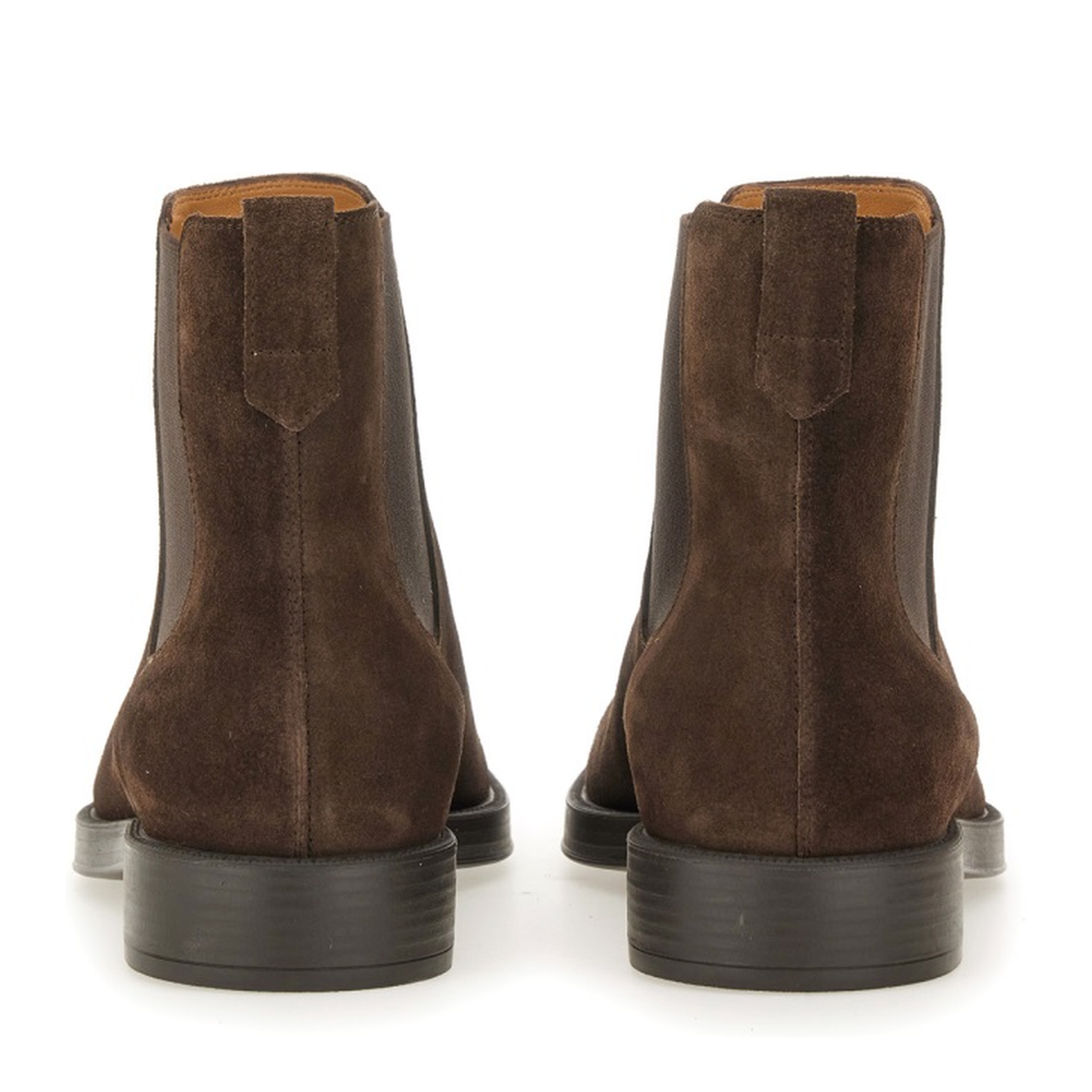 Coffee Brown Elasticated Side Panels Low Stacked Heel Round Toe - Image 3