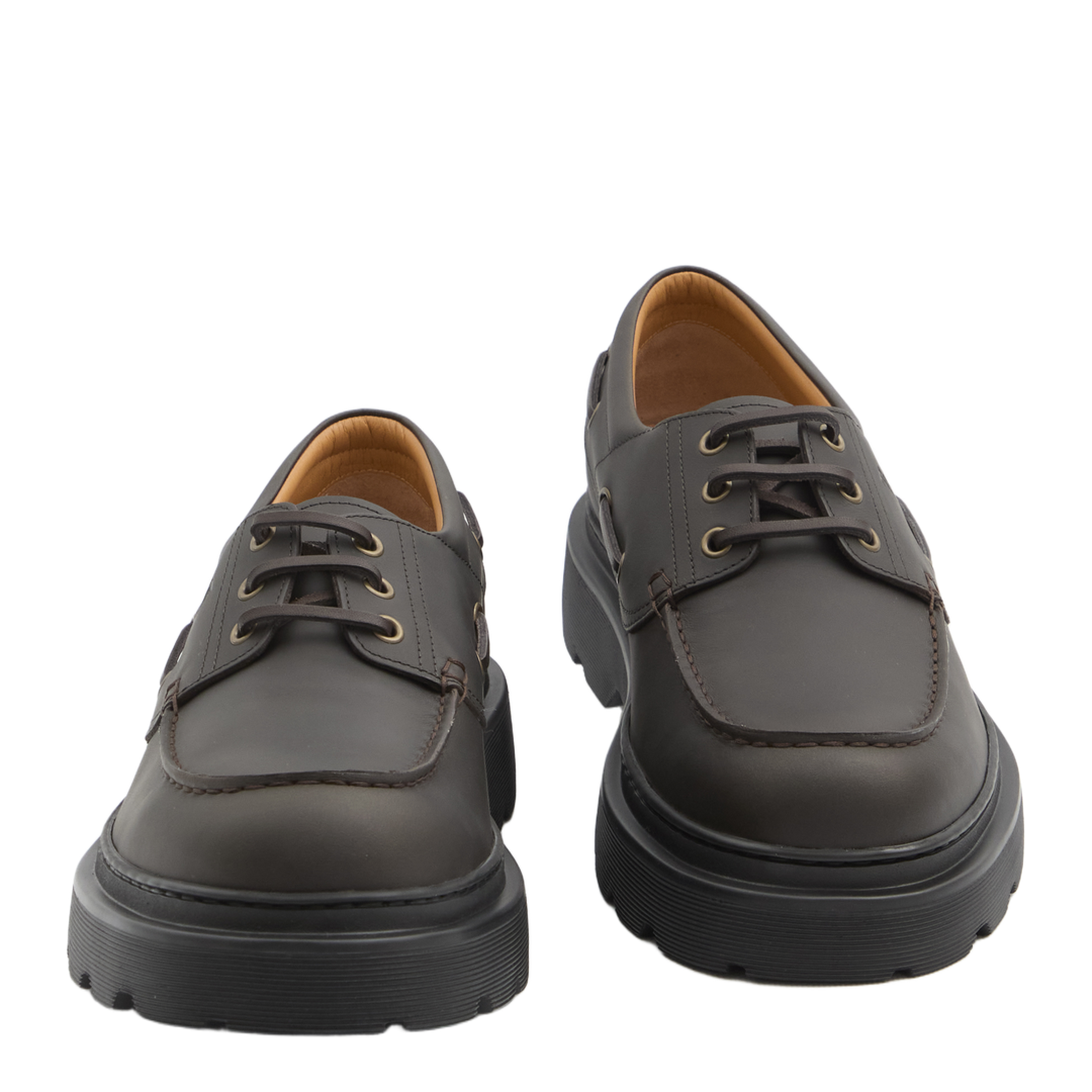 Coffee Brown Front Button Fastening Moc Stitching - Image 5