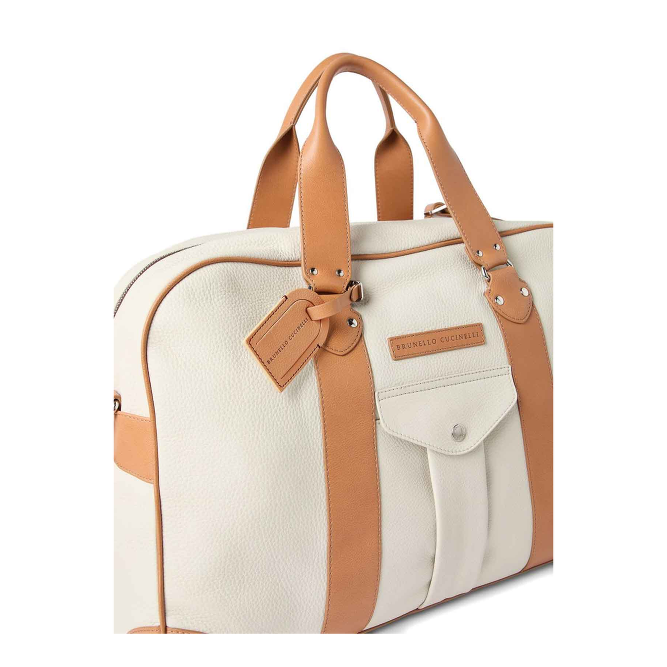 Large Calf Leather Duffle Bag - Ivory - Image 5