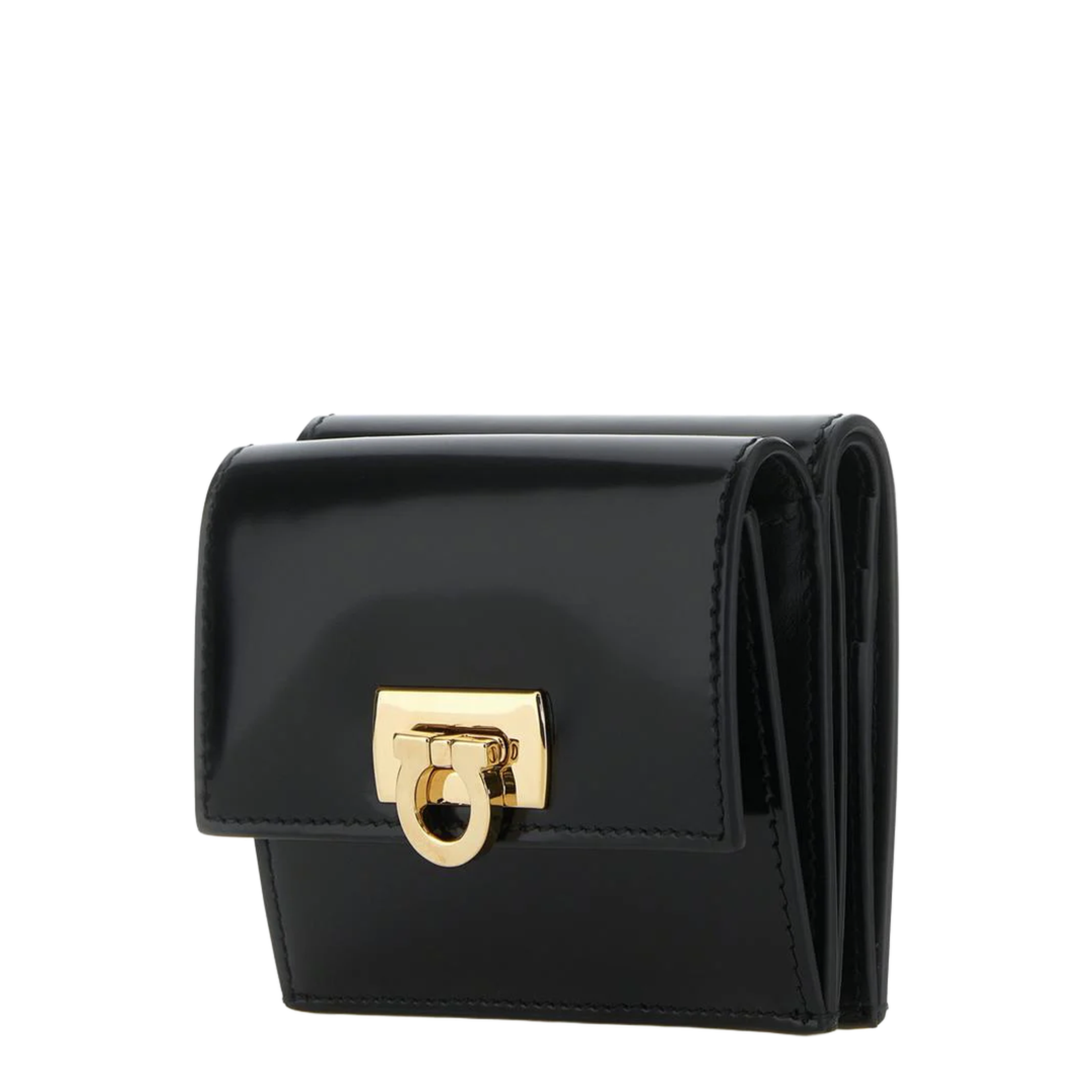 Patent Leather Wallet, Gold Hardware - Image 2