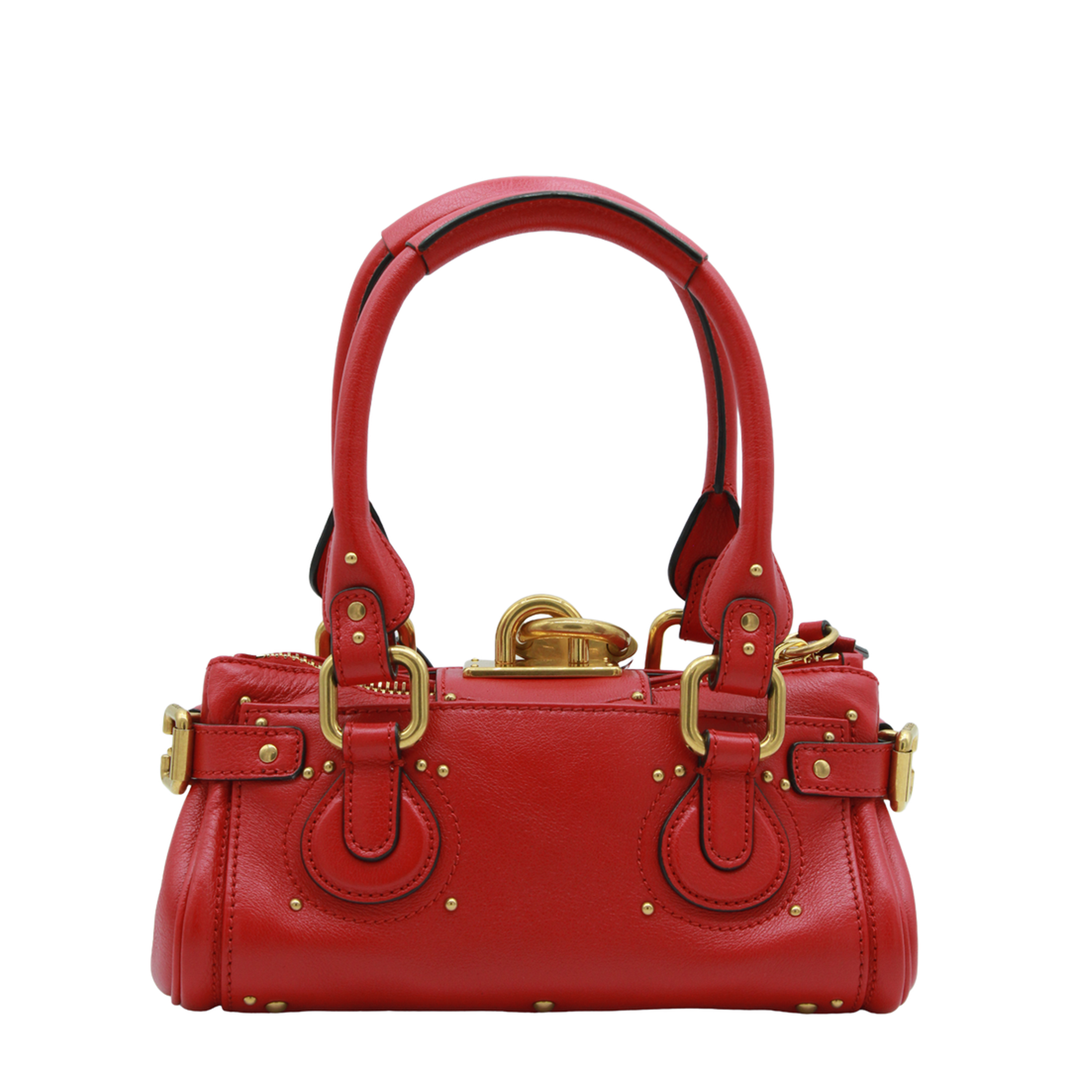 Paddington Small Grained Buffalo Leather Shoulder Bag - Tulip Red - Image 6