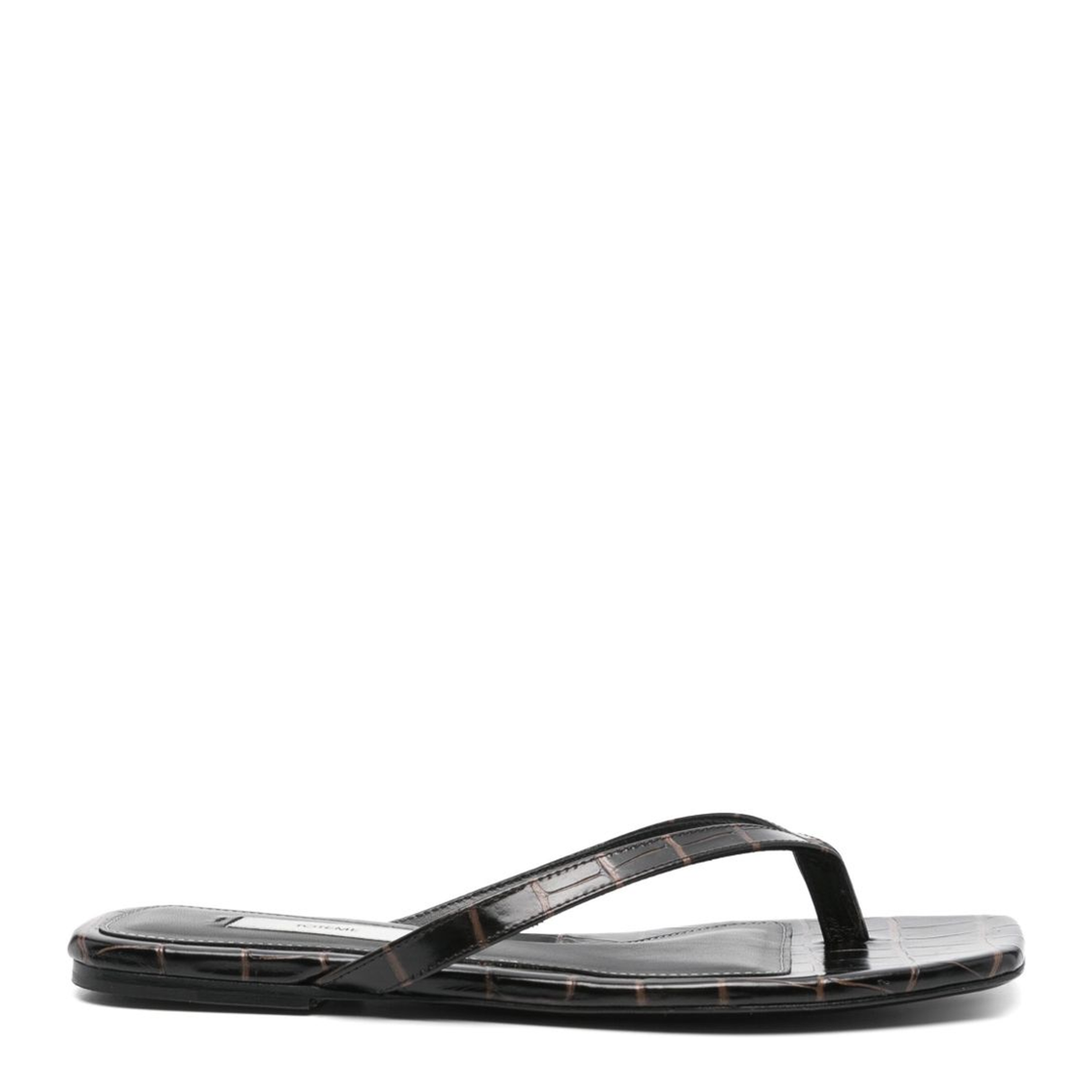Thong Strap Flat Leather Sandals - Image 1