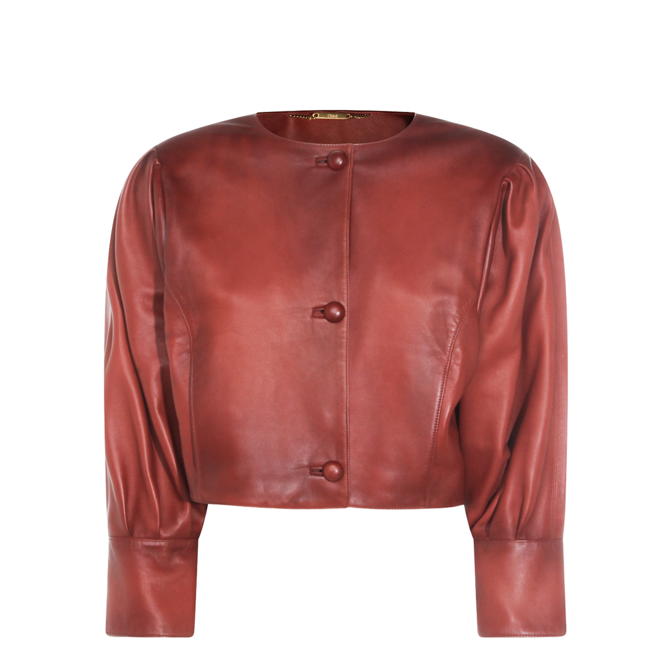 Short Burgundy Jacket in Plongé Nappa Leather - Image 1