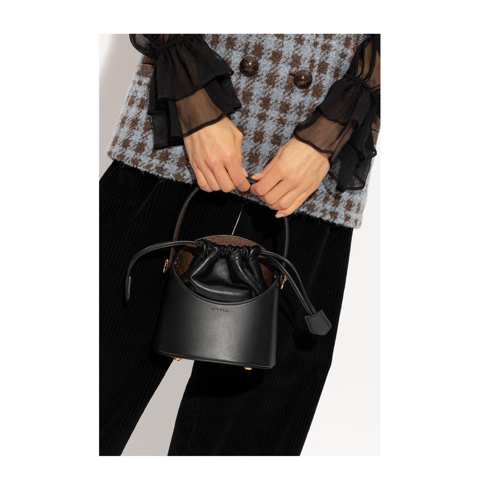 Saturno Small Paisley Bucket Bag - Black - Image 2