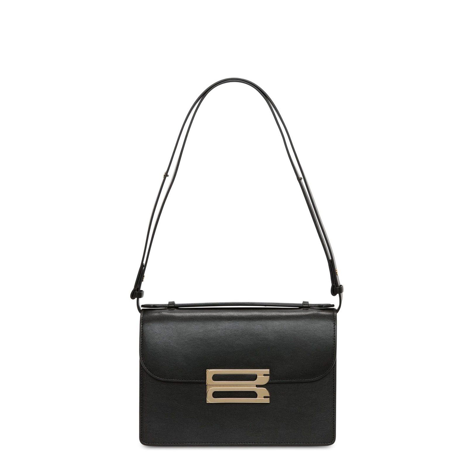 Dorian Medium Calf Leather Shoulder Bag - Black - Image 1
