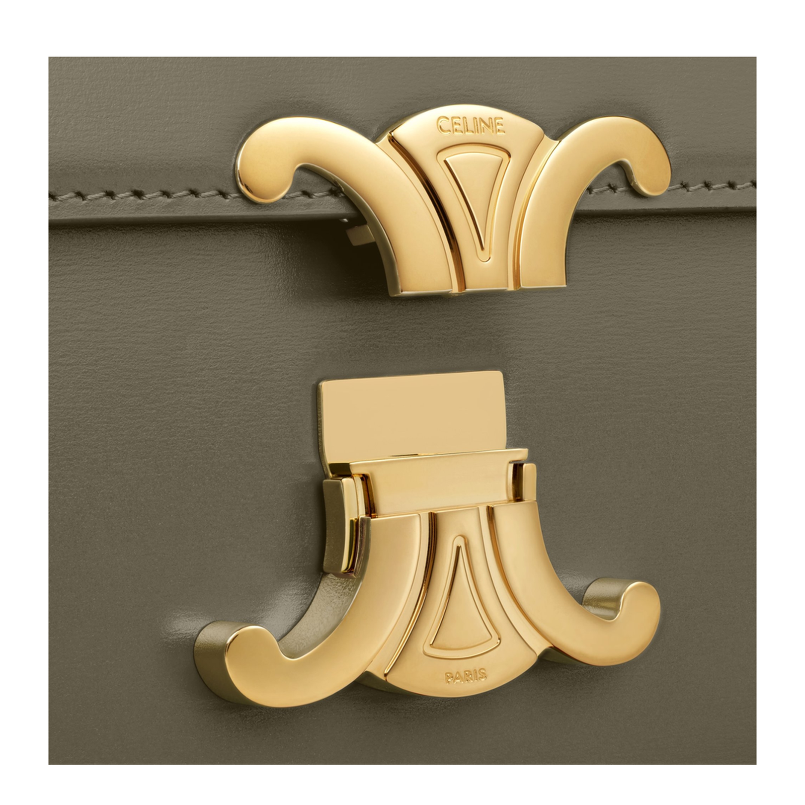 Triomphe Calfskin Crossbody Bag - Golden Khaki - Image 5