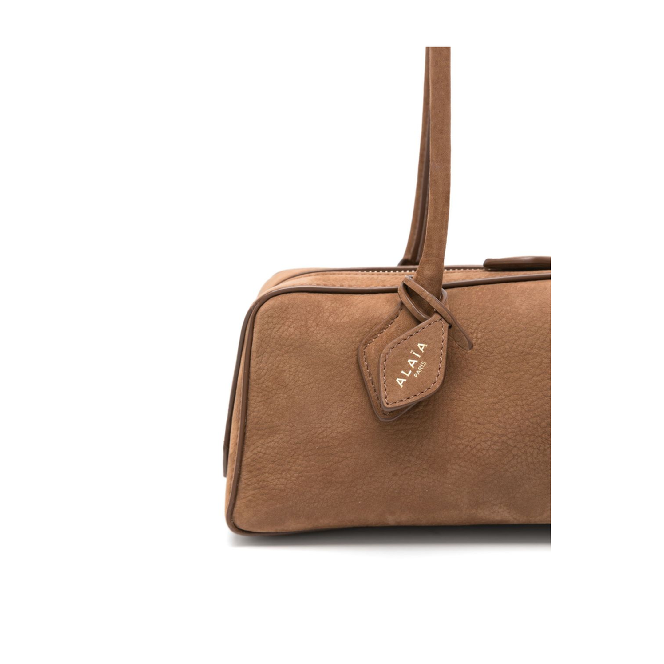 Le Teckel Medium Suede Shoulder Bag - Terre d'ombre / Foliage brown - Image 2