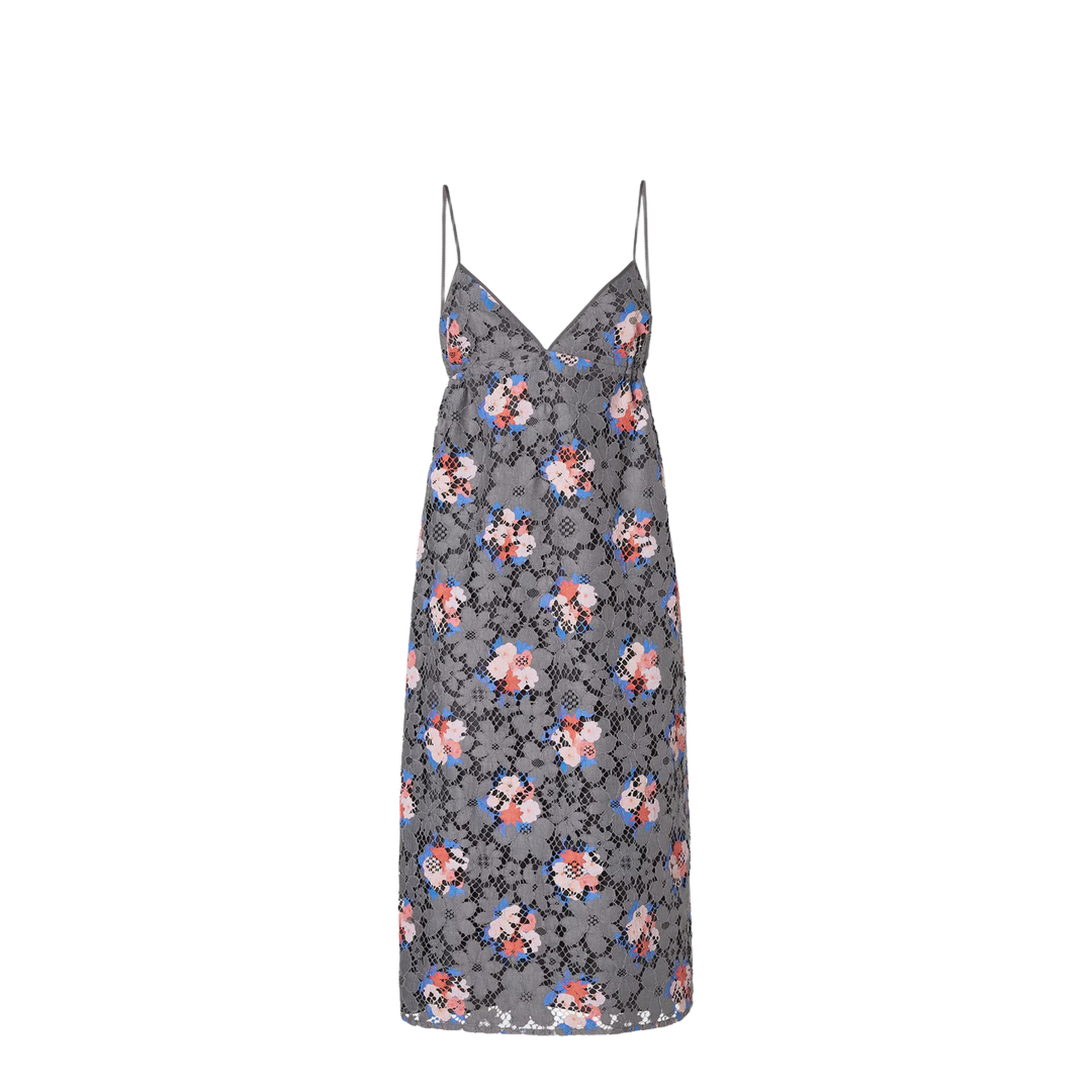 Grey Lace Dress With Print - Image 1