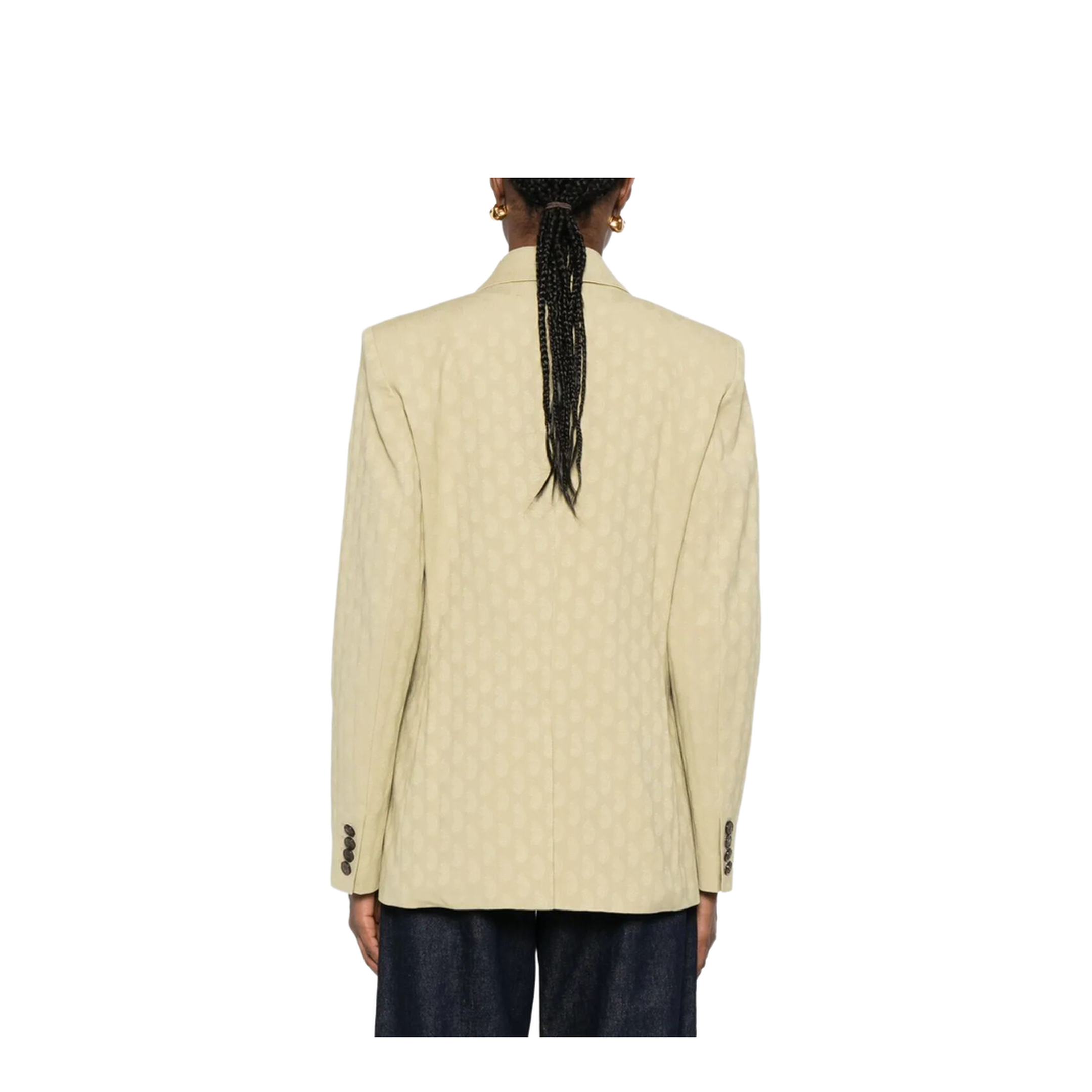 Double-Breasted Fitted Paisley-Motif Blazer - Image 3