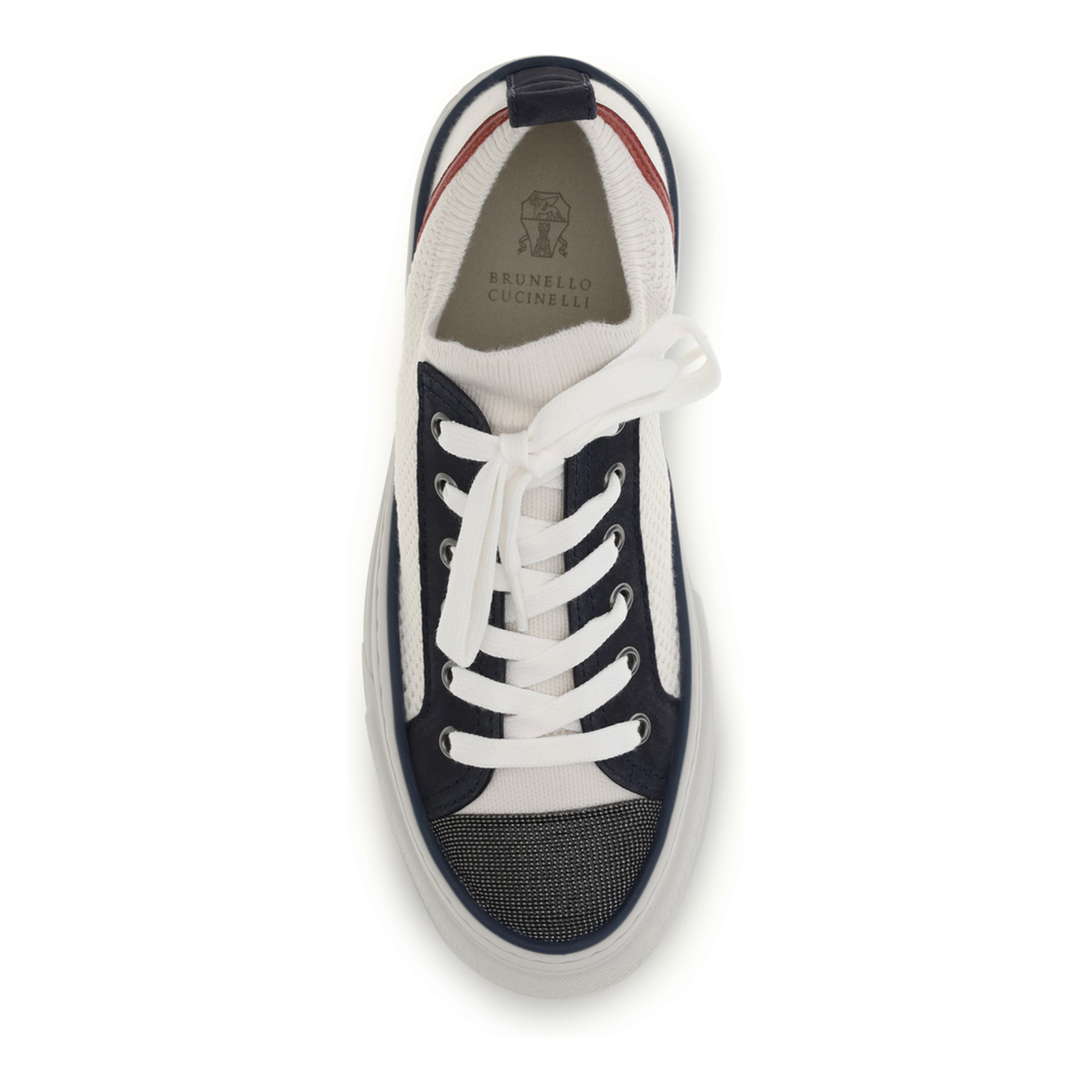 Cotton Knit and Suede Sneakers with Precious Toe - Image 4