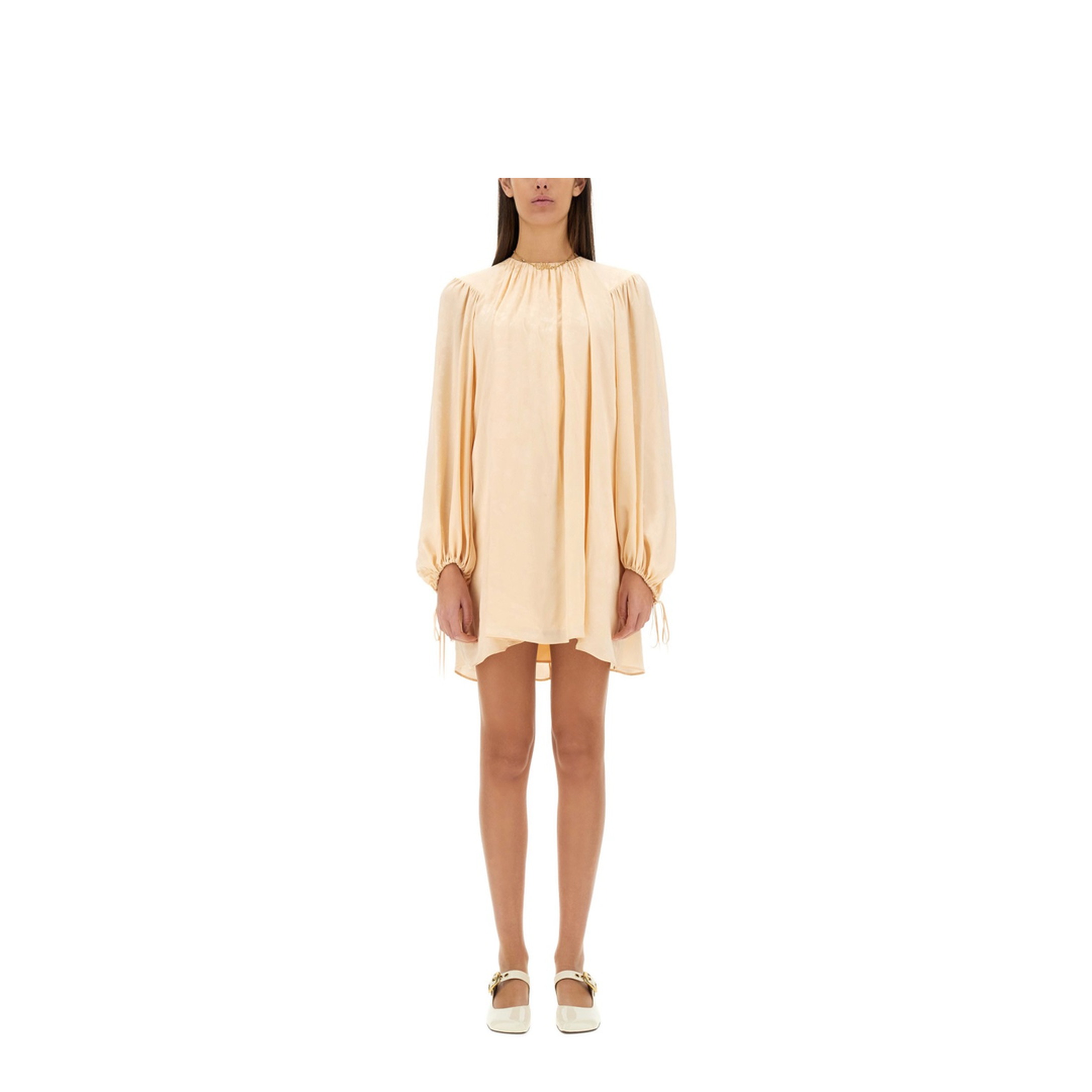 Silk Shirred Mini Dress - Image 1