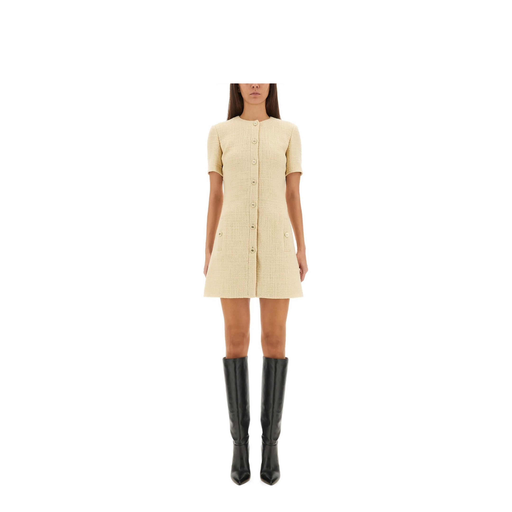 Textured Wool Tweed Dress - Image 1