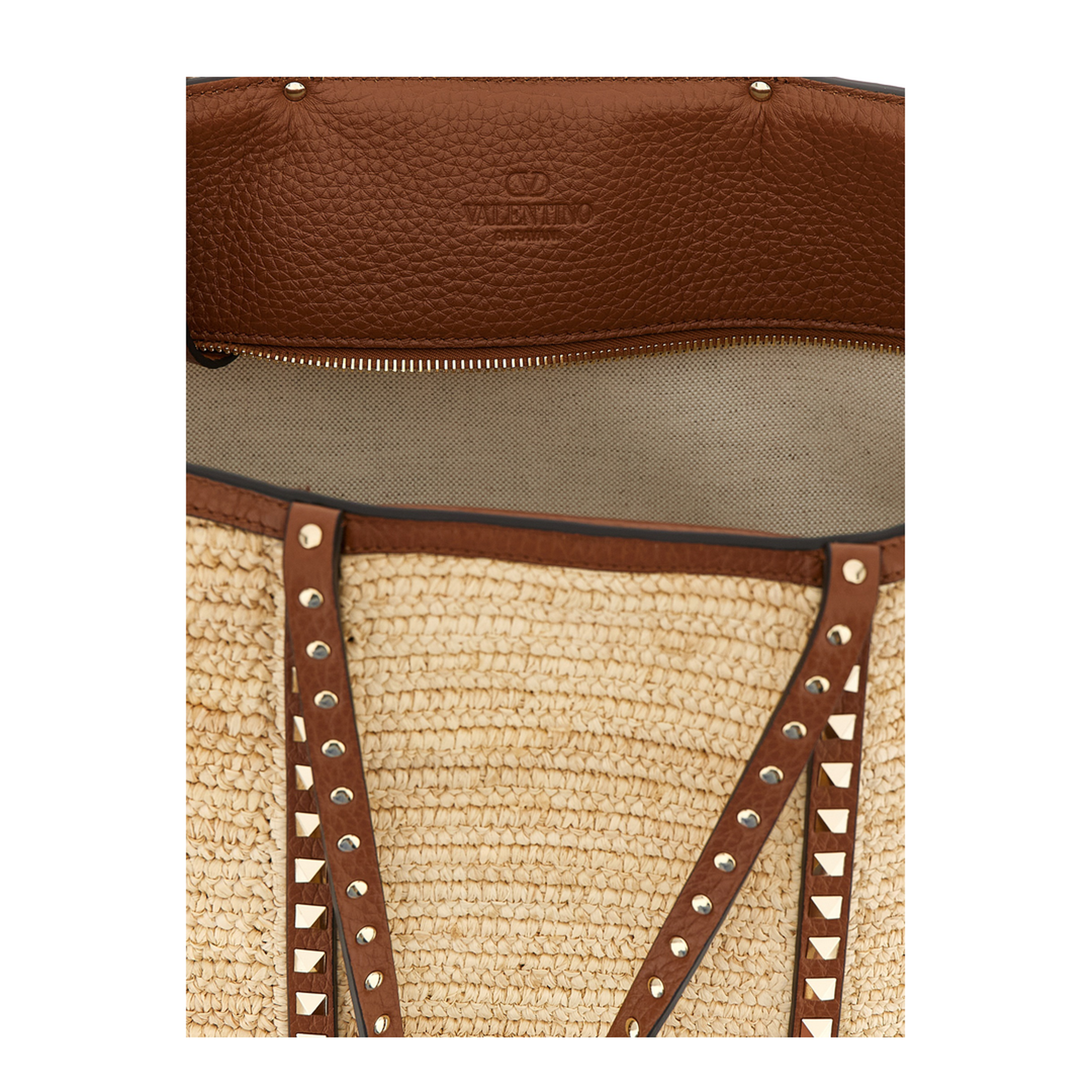 Rockstud Raffia Large Shopping Tote - Natural - Image 4