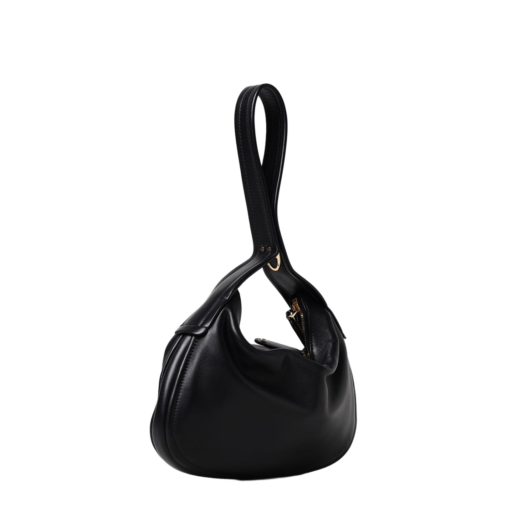 Black Nappa Leather Small Go-Hobo Shoulder Bag - Image 4