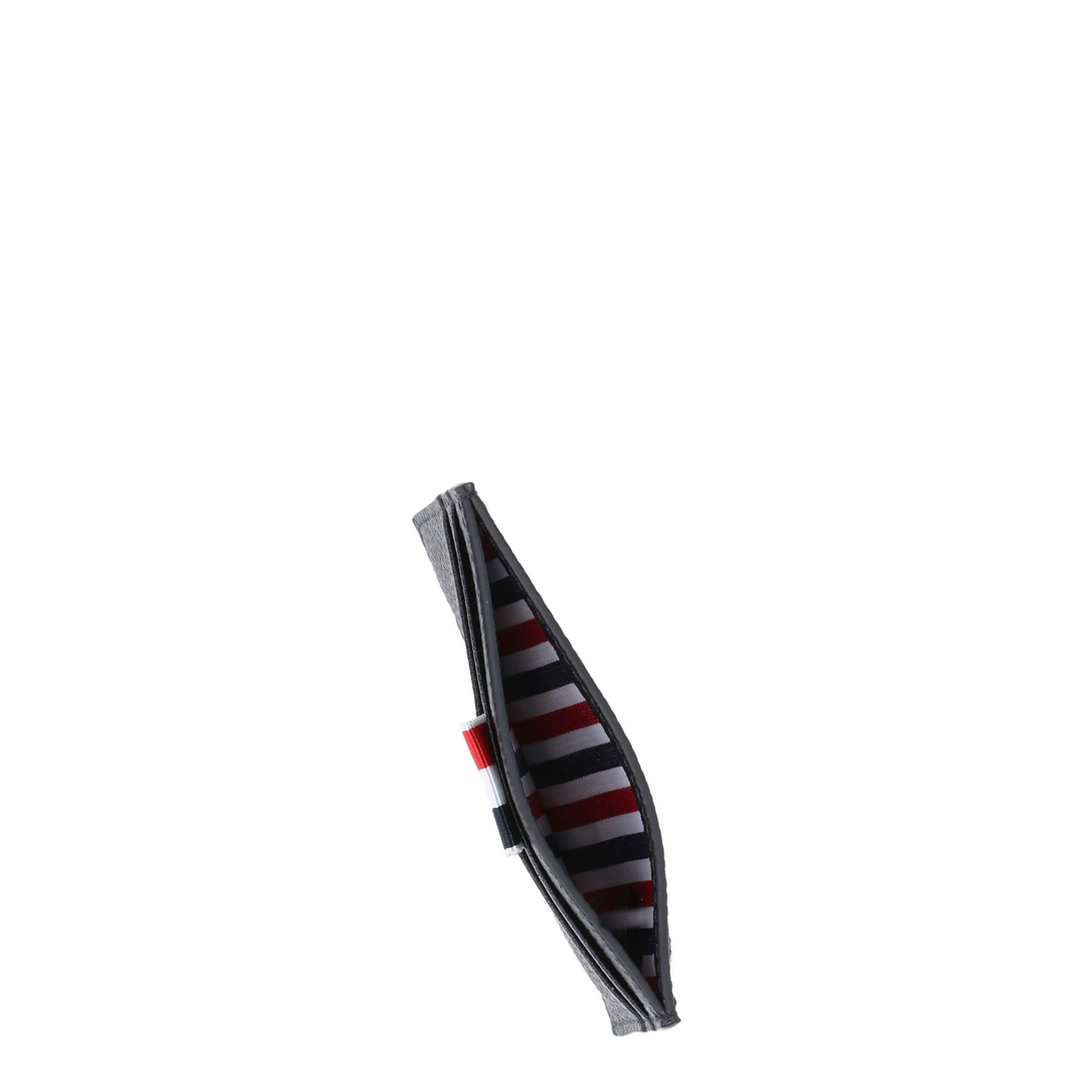 Pebble Grain Goose Embroidery Single Card Holder - Black - Image 4